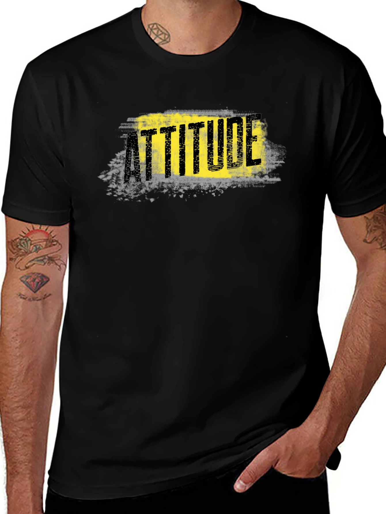 Attitude Graphic Print Black T-Shirt