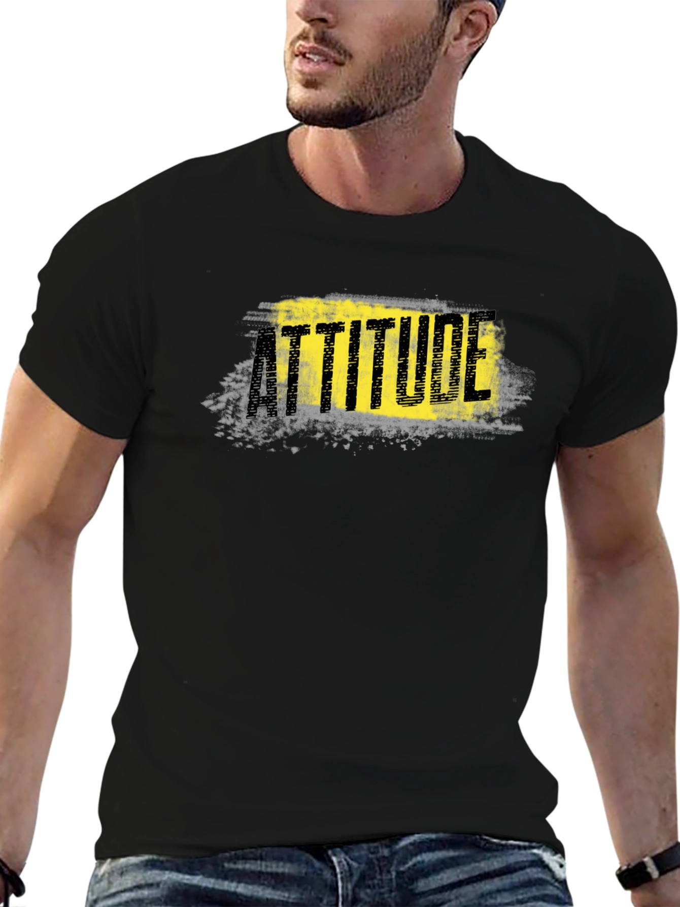 Attitude Graphic Print Black T-Shirt