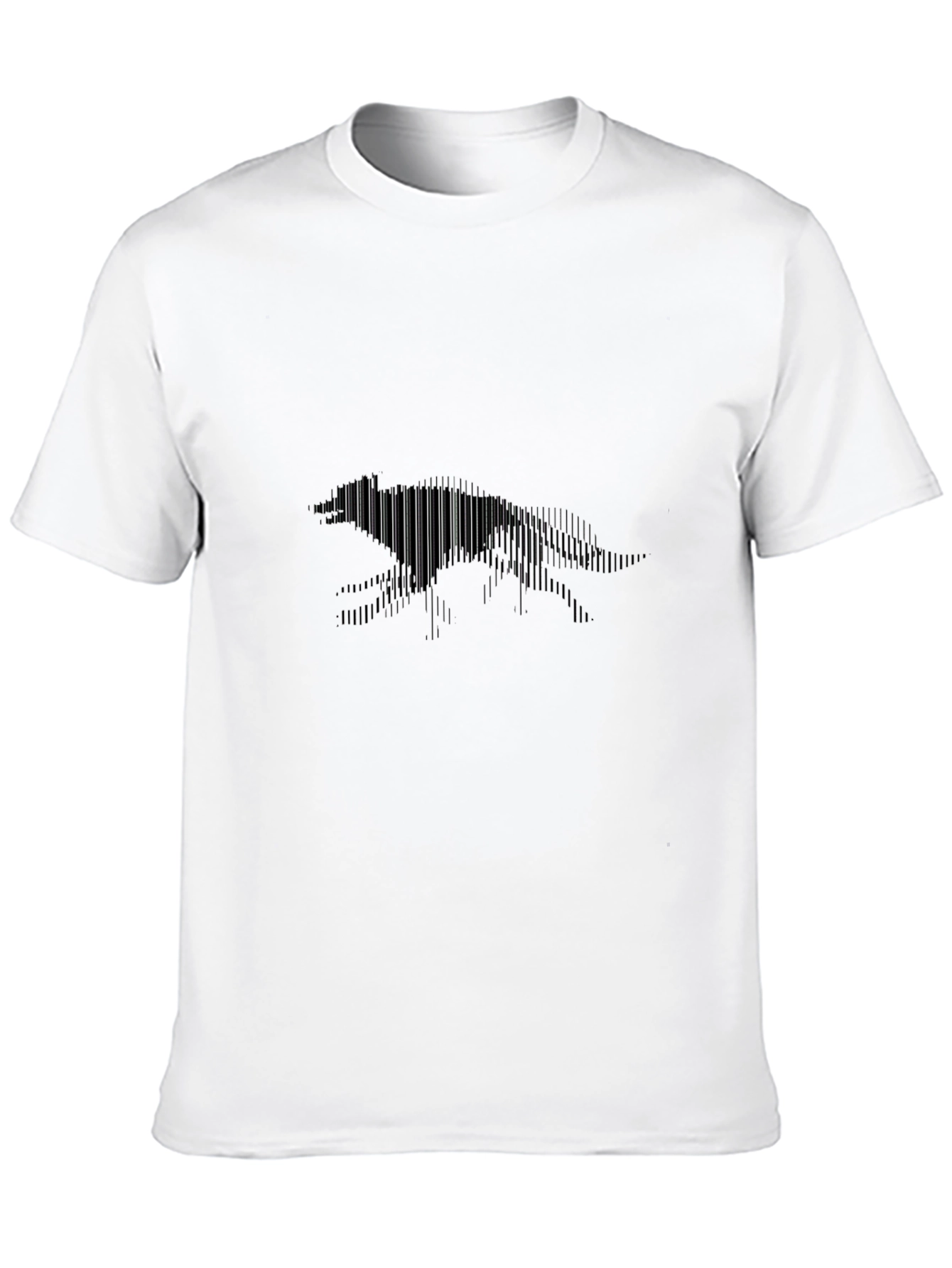 Black T-Shirt with Geometric Fox Design