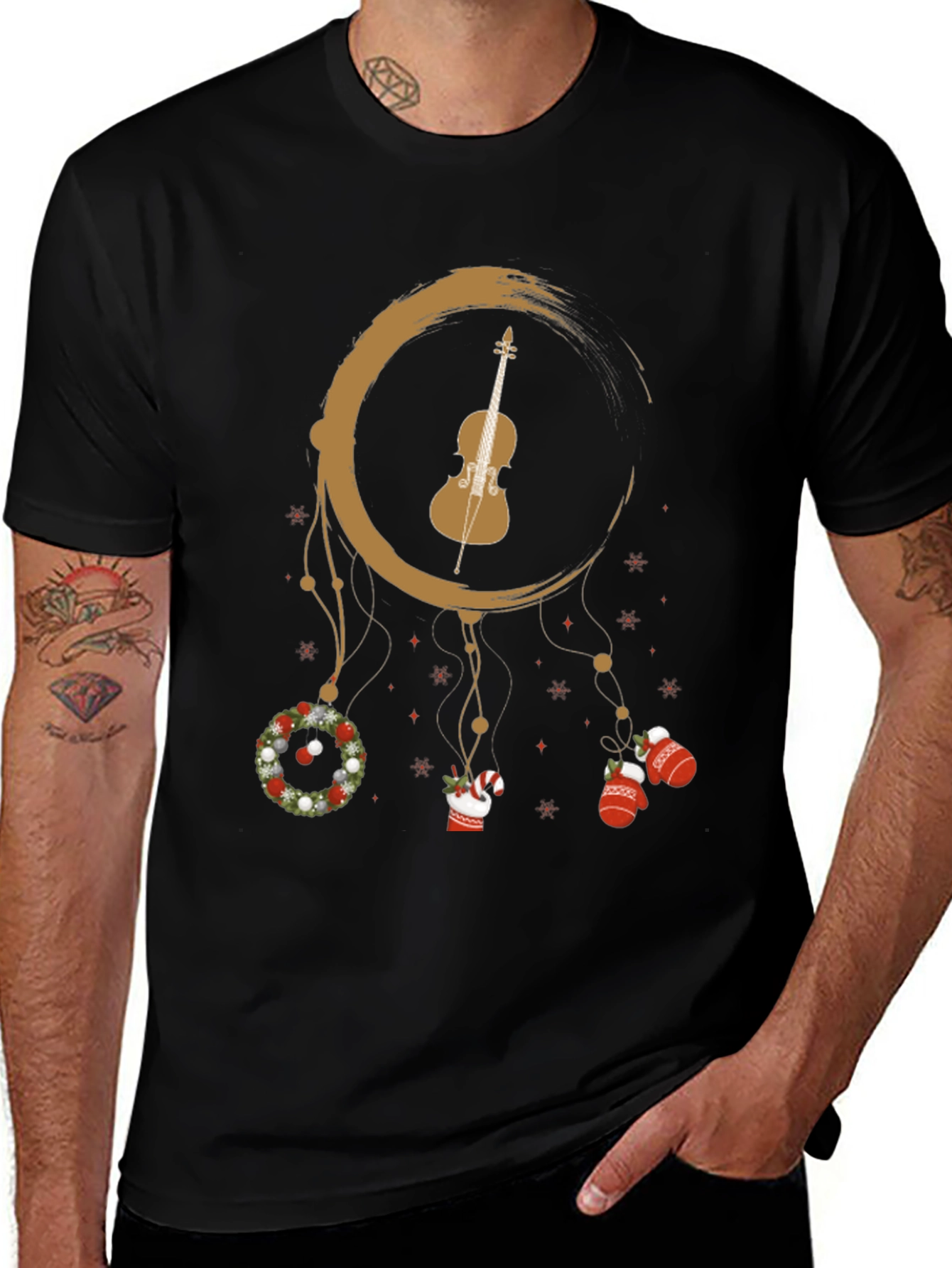 Festive Violin Dreamcatcher Graphic Tee