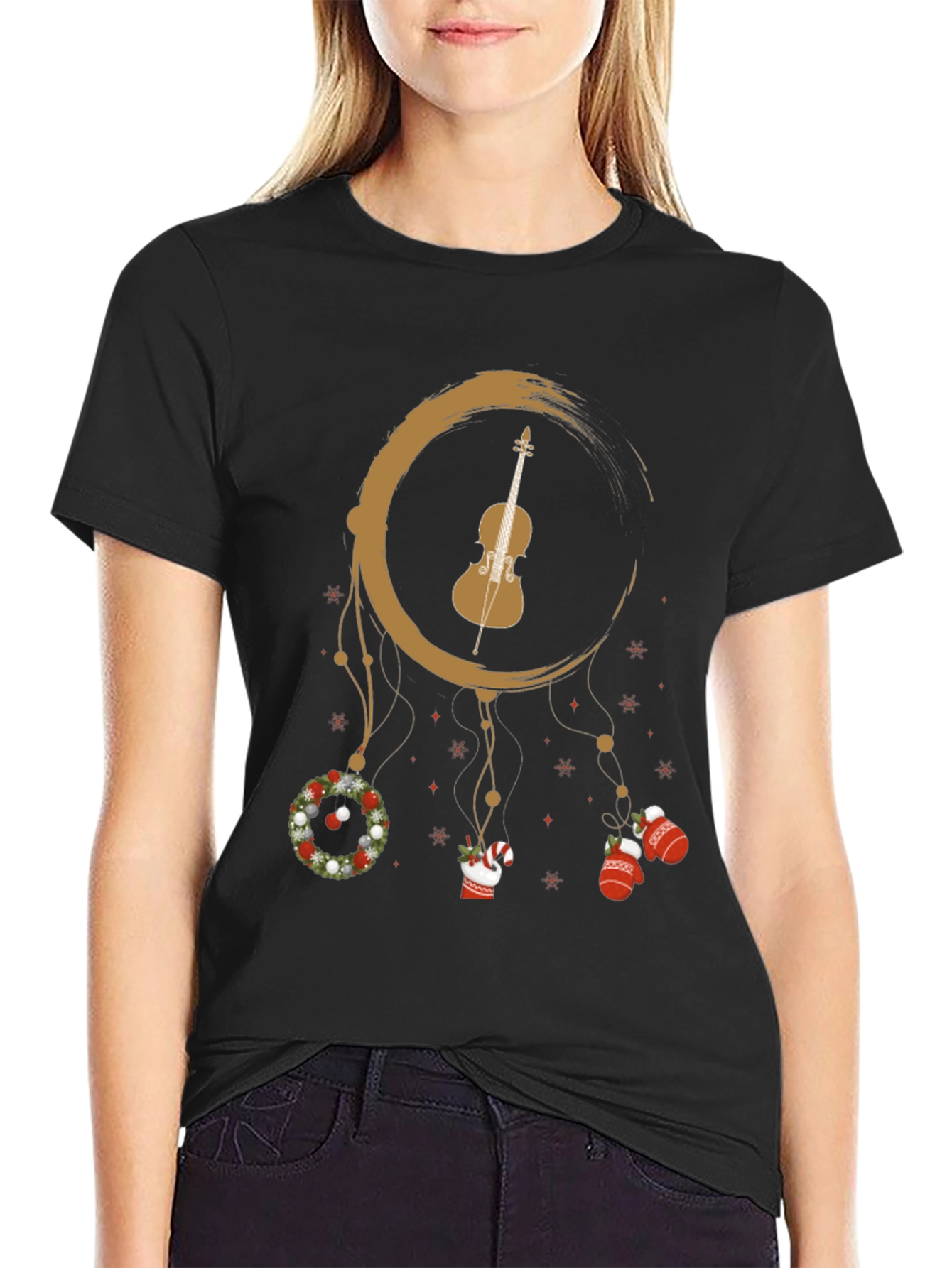 Festive Violin Dreamcatcher Graphic Tee