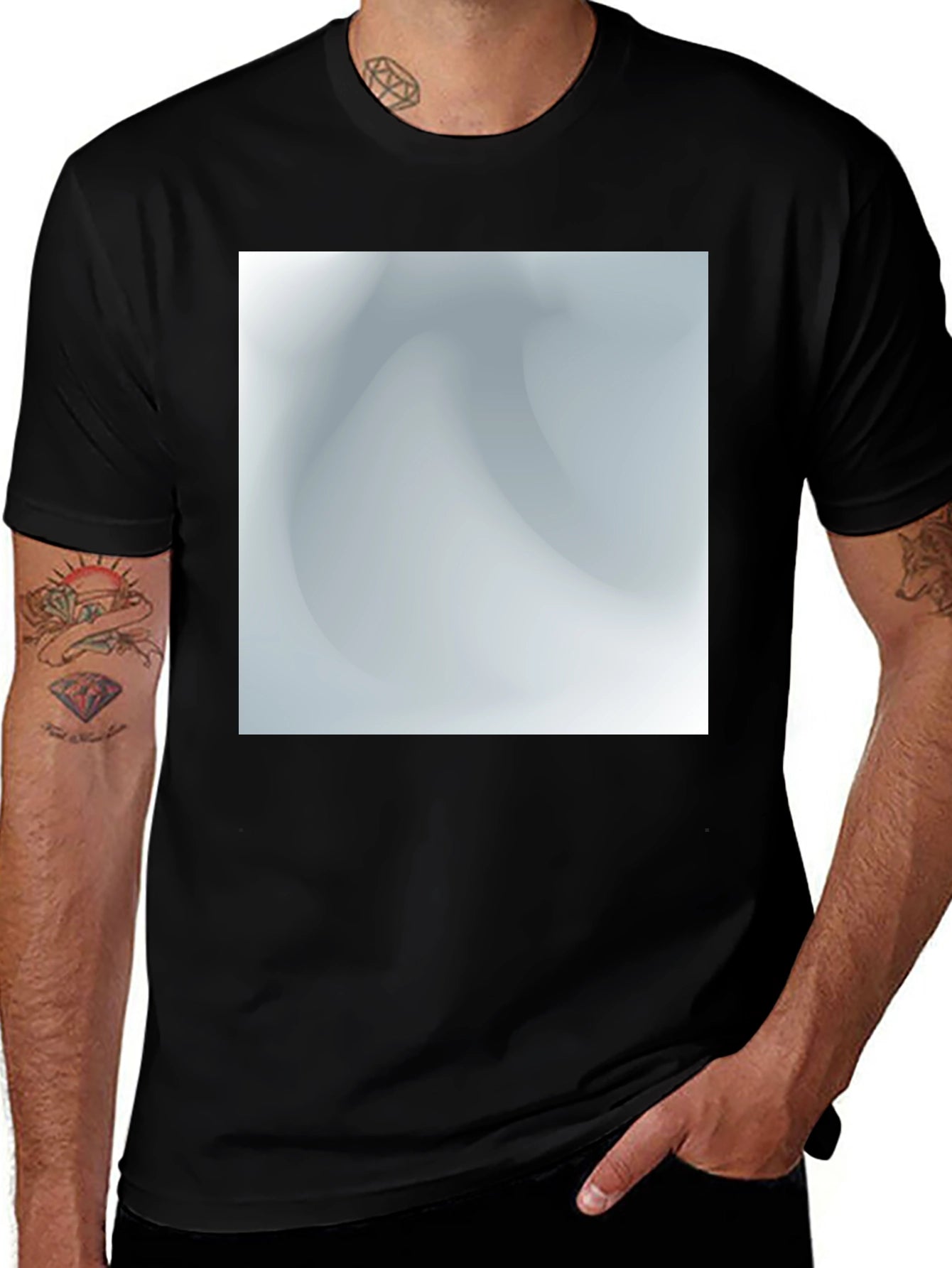 Stylish Black Tee with Abstract Graphic Design