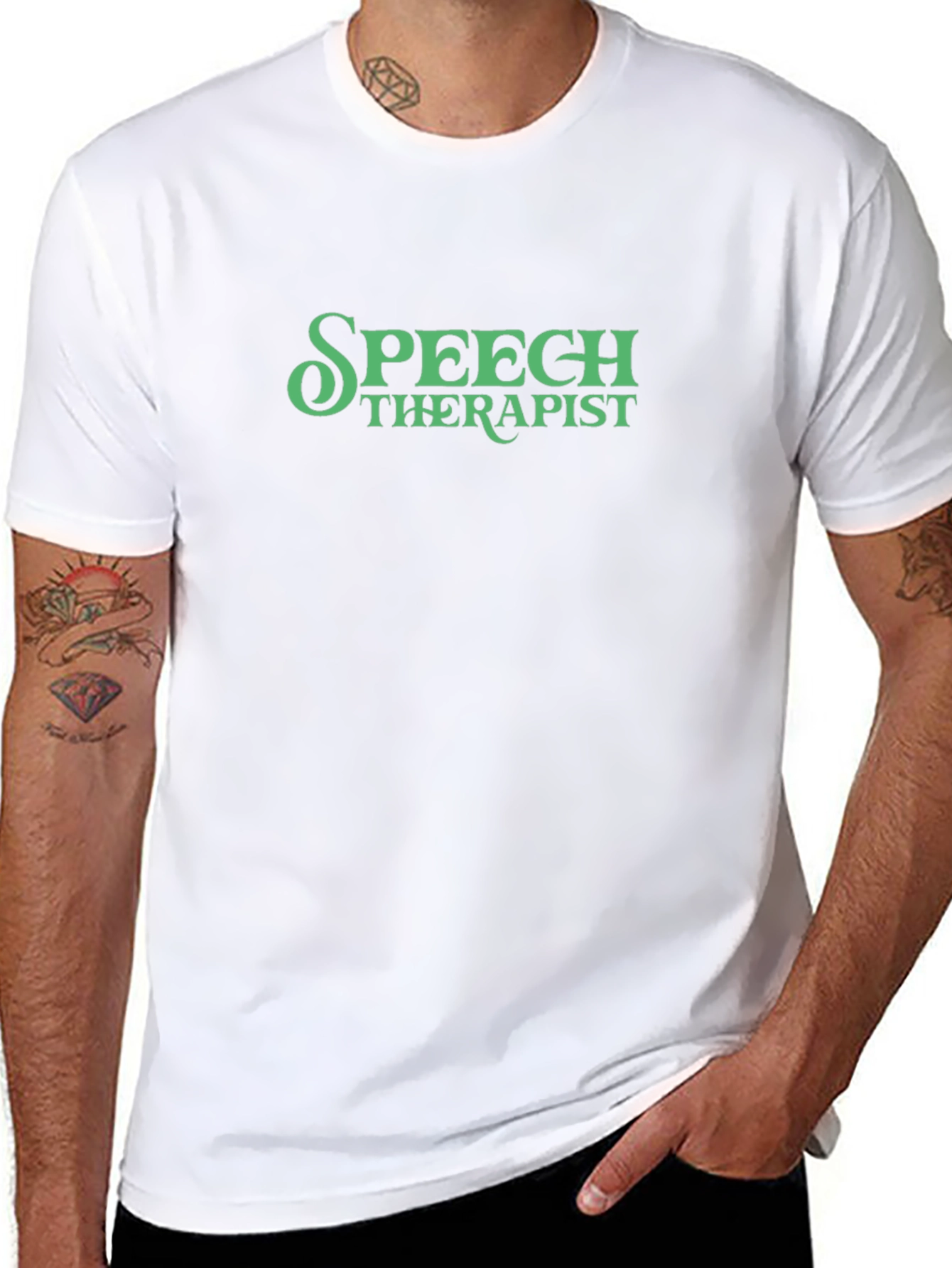 Speech Therapist Tee - Green Text Graphic T-Shirt