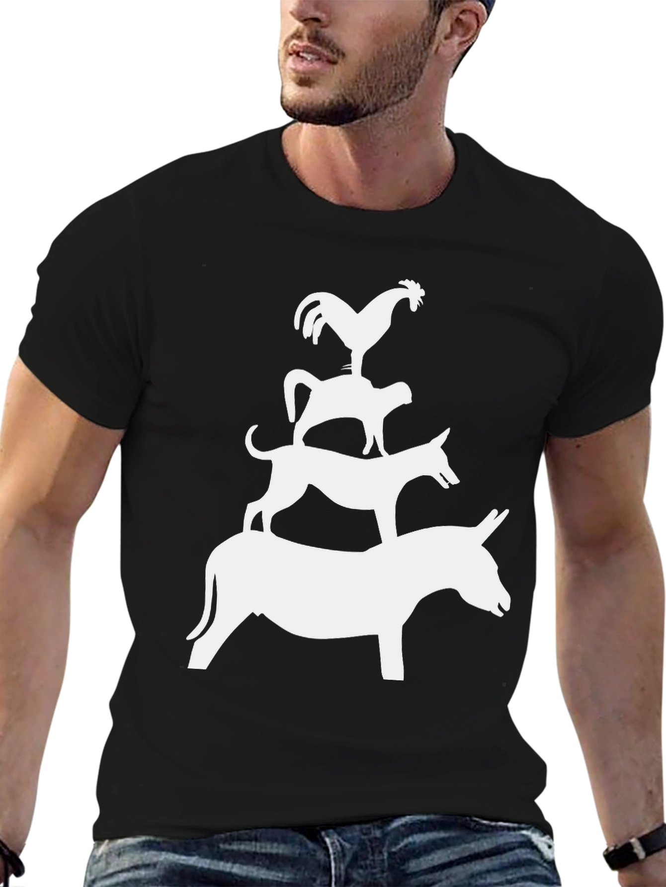 Animal Stack Black T-Shirt