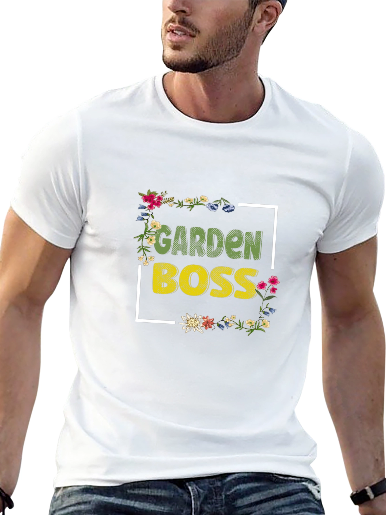 Garden Boss Floral T-Shirt - Black Cotton Tee