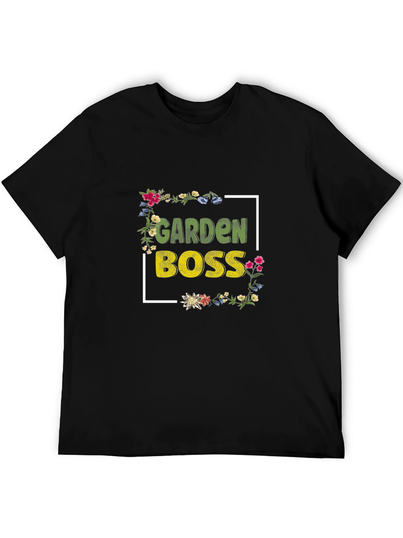Garden Boss Floral T-Shirt - Black Cotton Tee