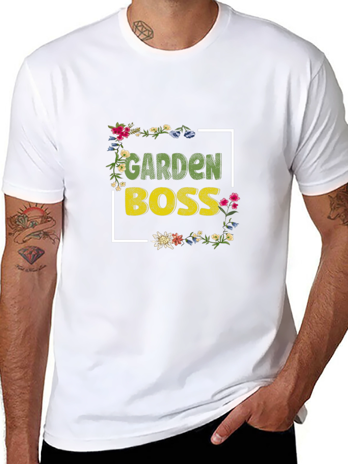 Garden Boss Floral T-Shirt - Black Cotton Tee