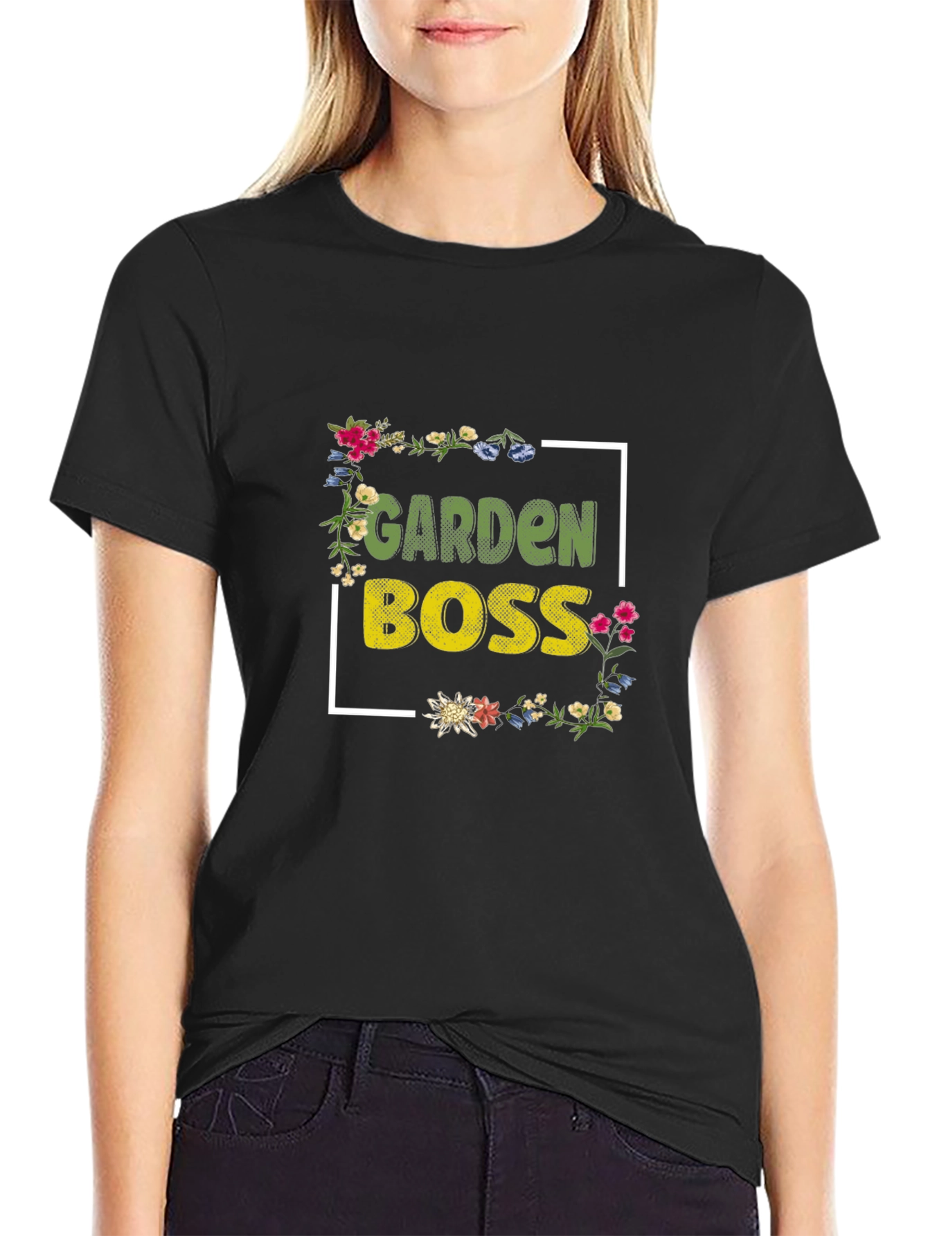 Garden Boss Floral T-Shirt - Black Cotton Tee