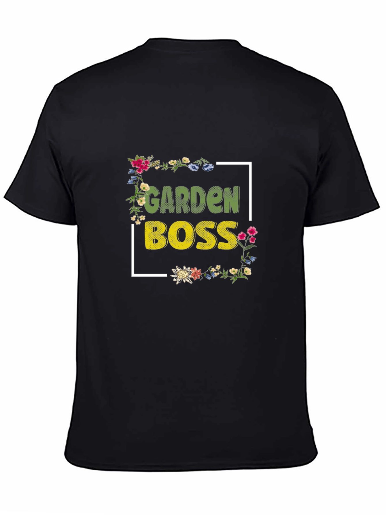 Garden Boss Floral T-Shirt - Black Cotton Tee