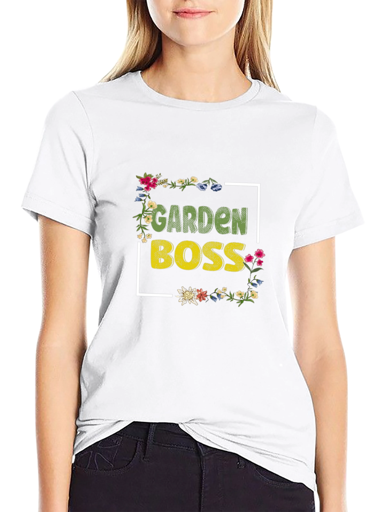 Garden Boss Floral T-Shirt - Black Cotton Tee