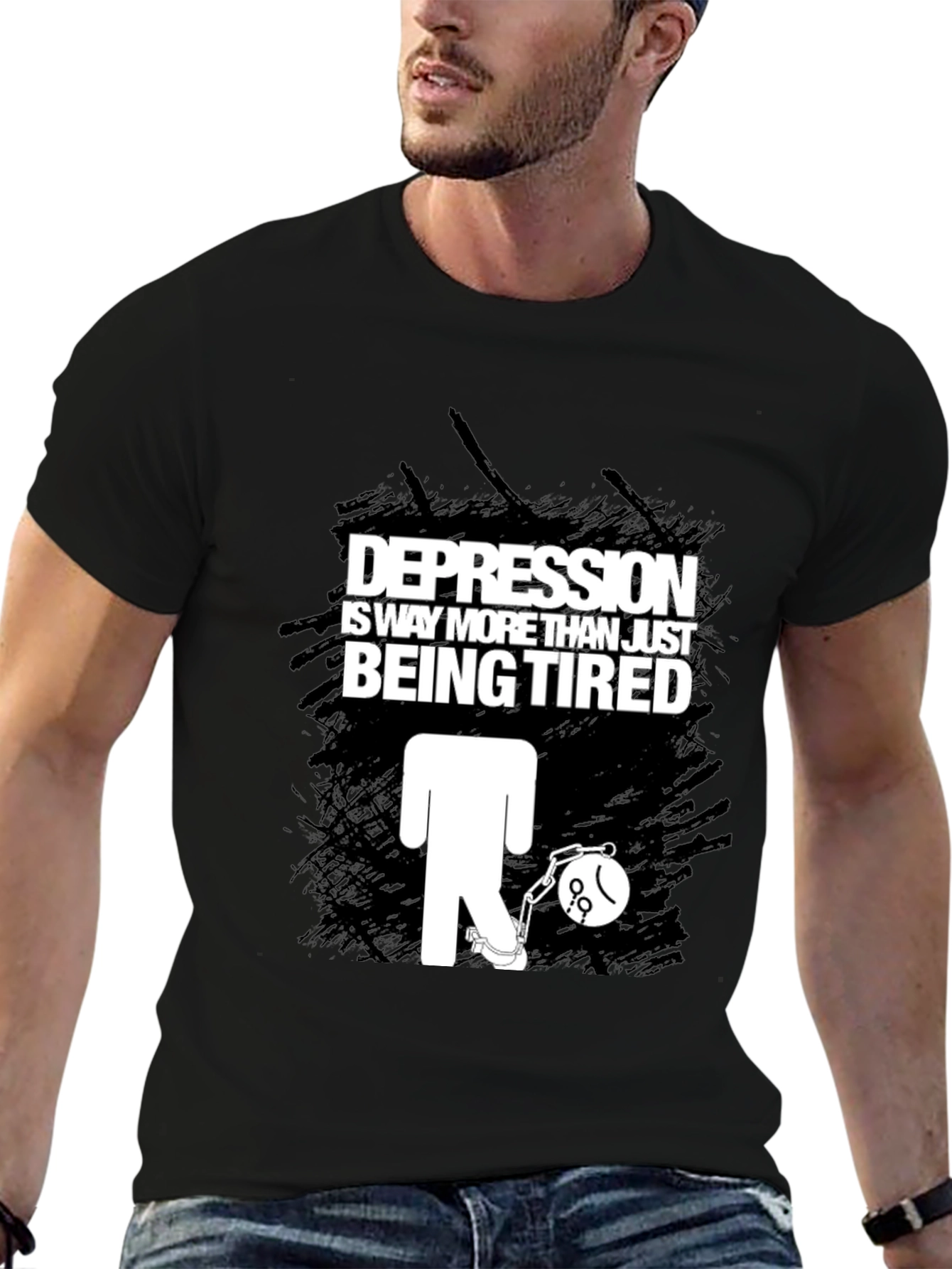 Depression Awareness Graphic T-Shirt - Black