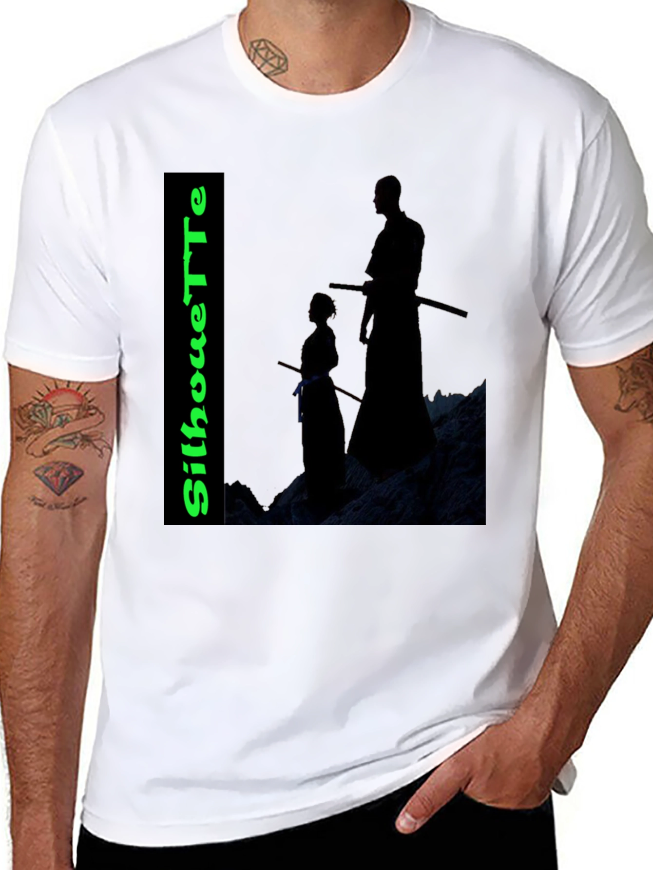 Silhouette Tee: Samurai Training Black T-Shirt