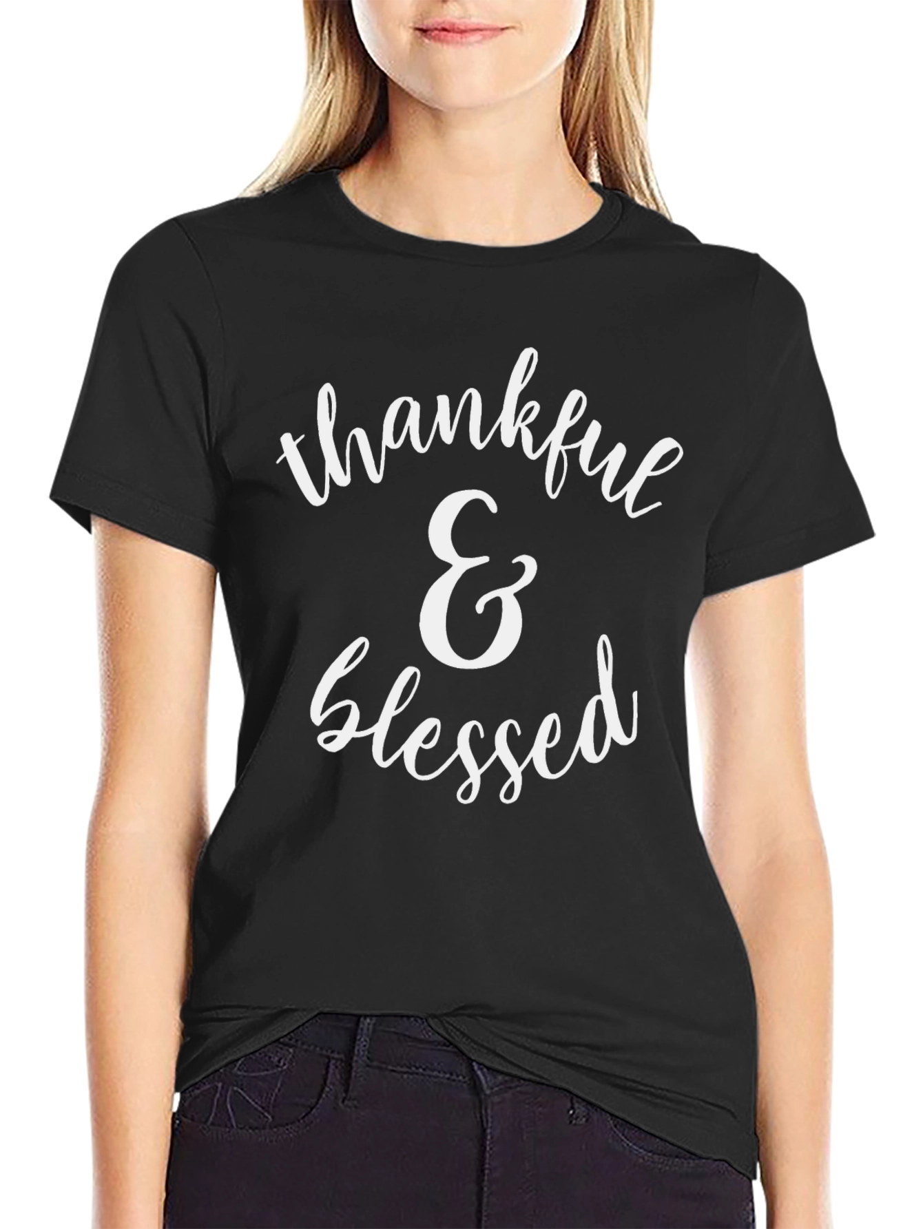 Thankful & Blessed Graphic T-Shirt - Black