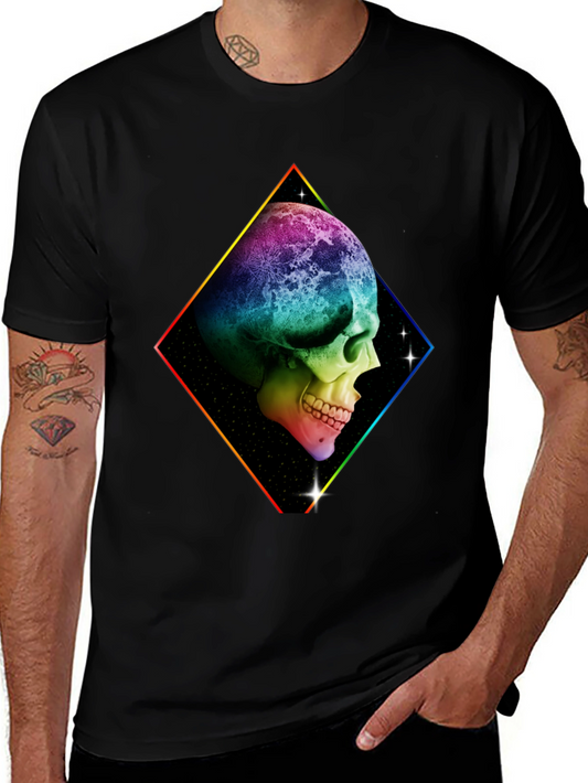 Rainbow Skull Graphic T-Shirt - Black