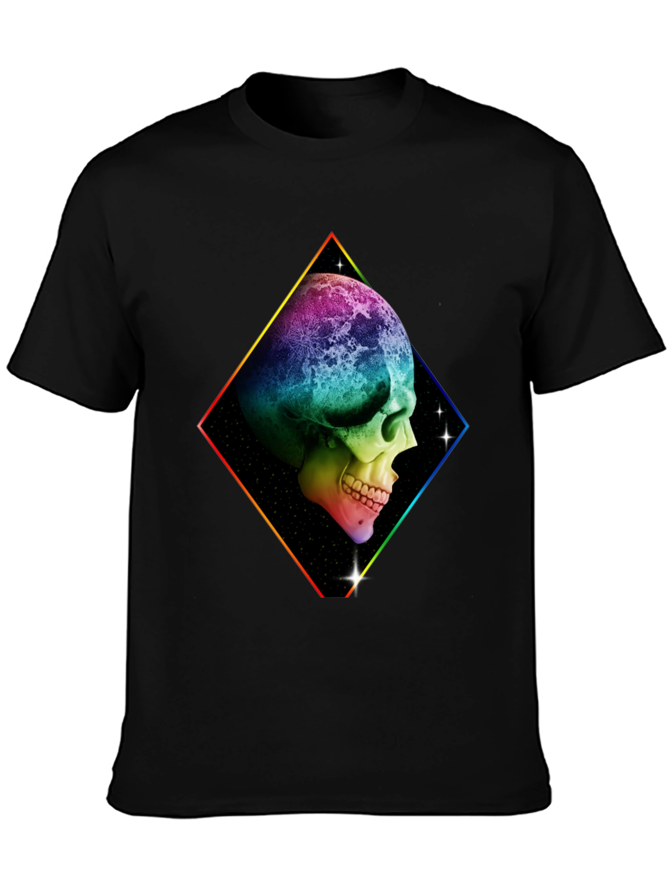 Rainbow Skull Graphic T-Shirt - Black