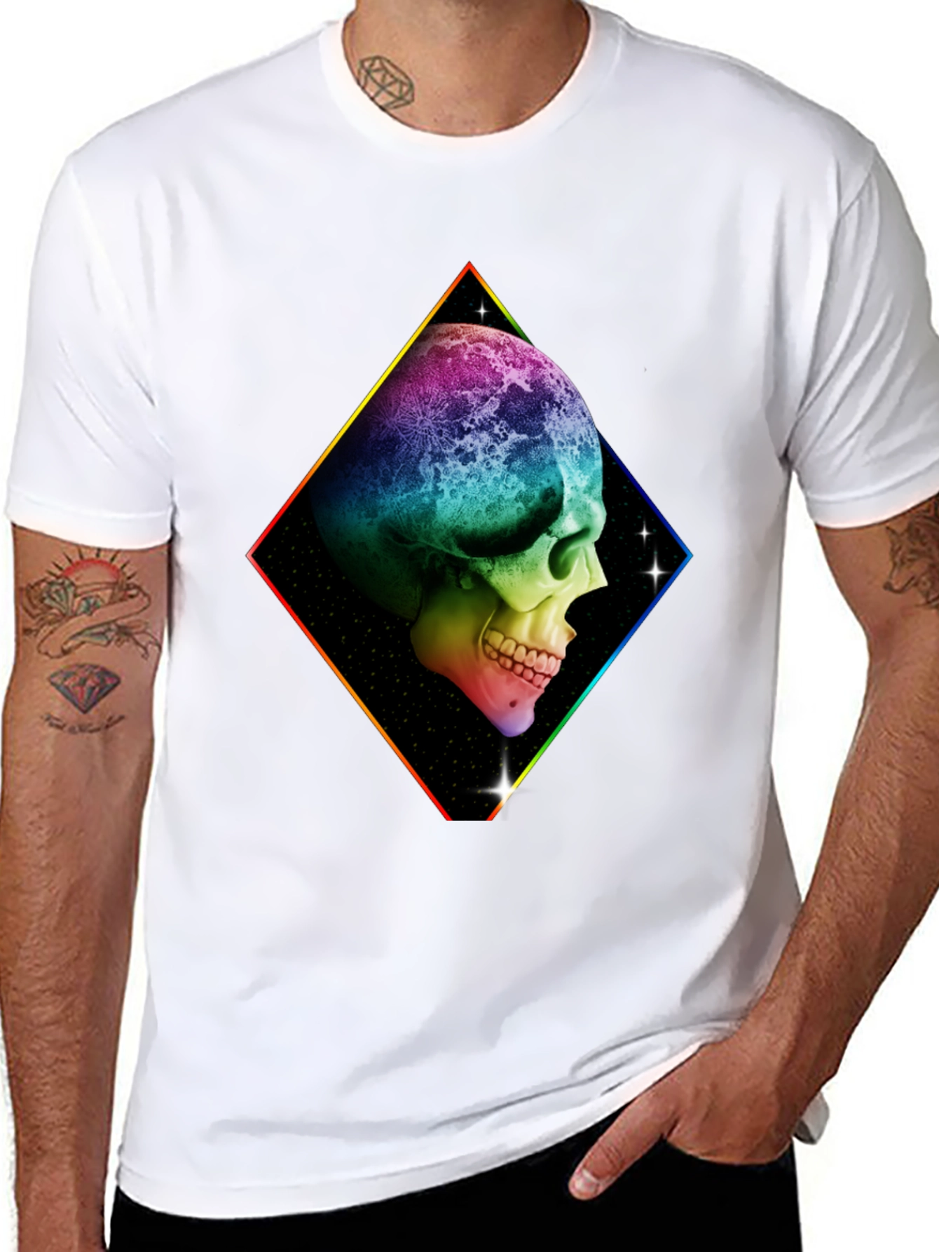 Rainbow Skull Graphic T-Shirt - Black