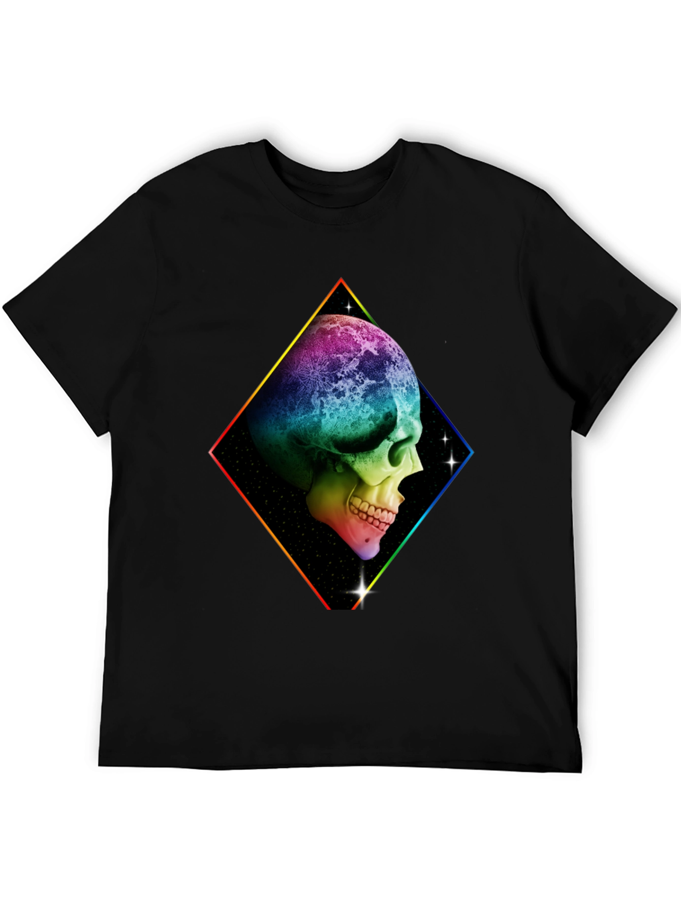 Rainbow Skull Graphic T-Shirt - Black
