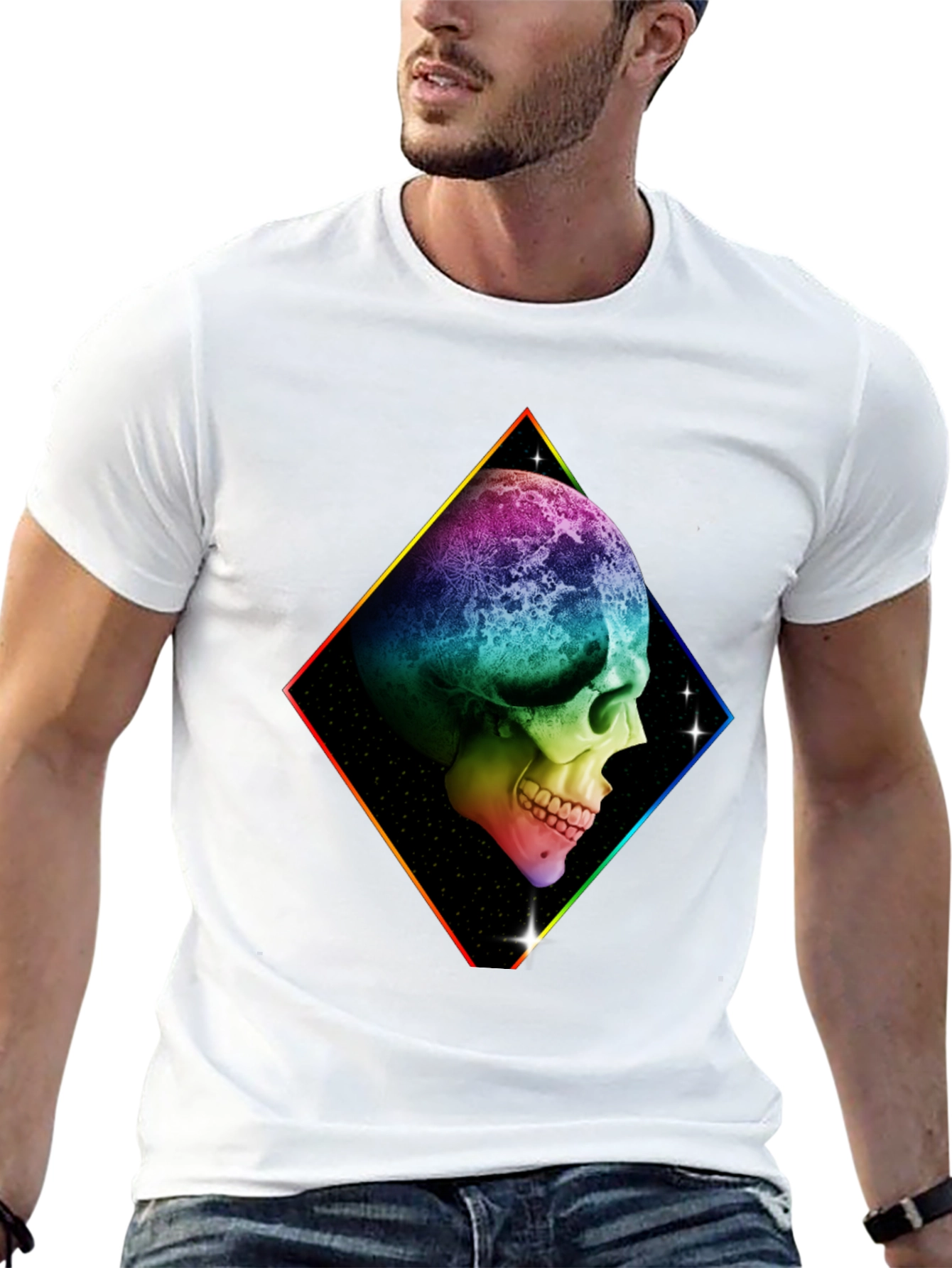 Rainbow Skull Graphic T-Shirt - Black