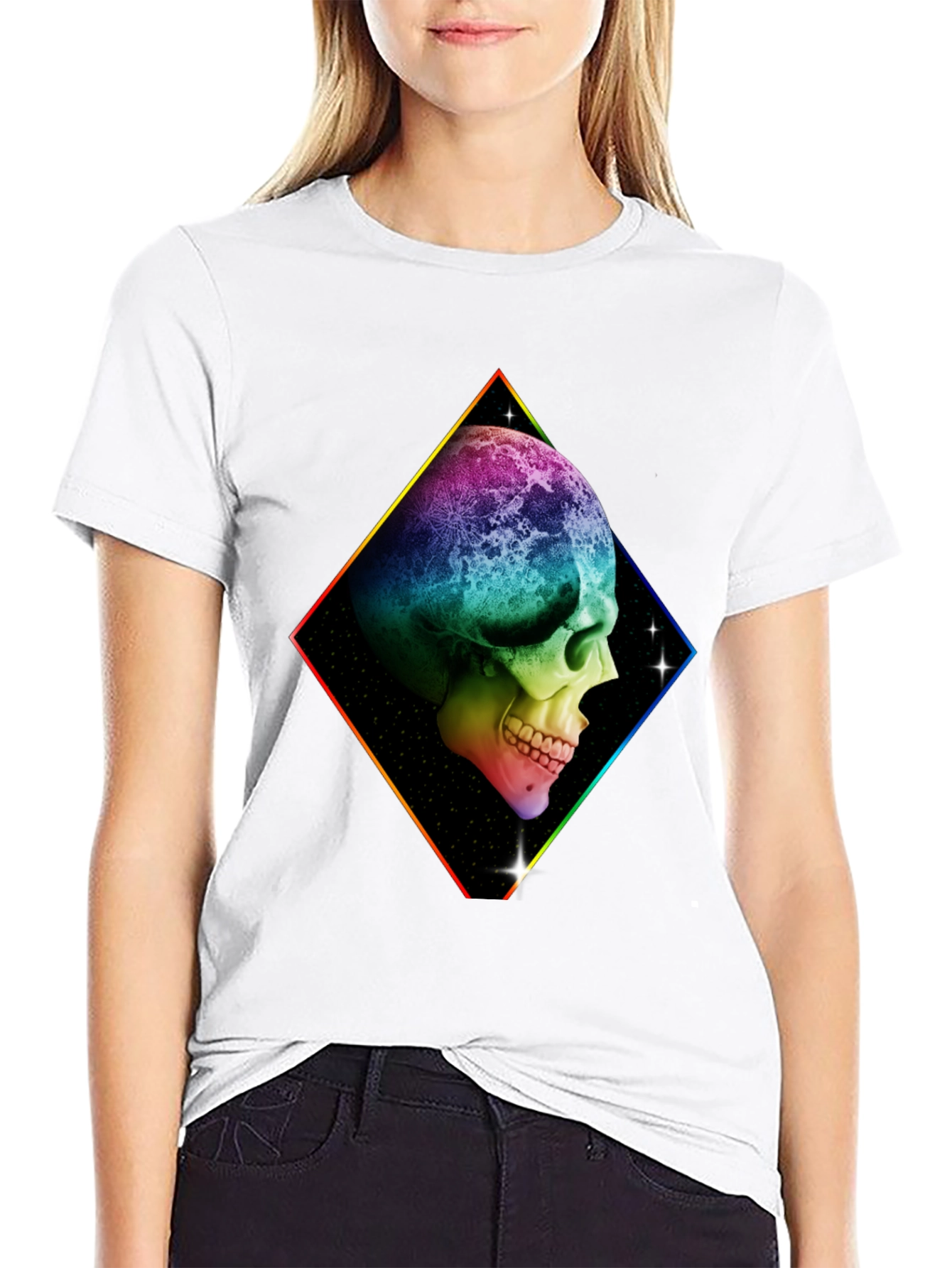 Rainbow Skull Graphic T-Shirt - Black