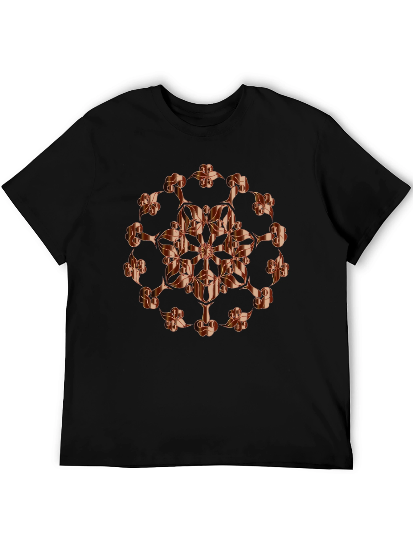 Abstract Floral Copper Design T-Shirt