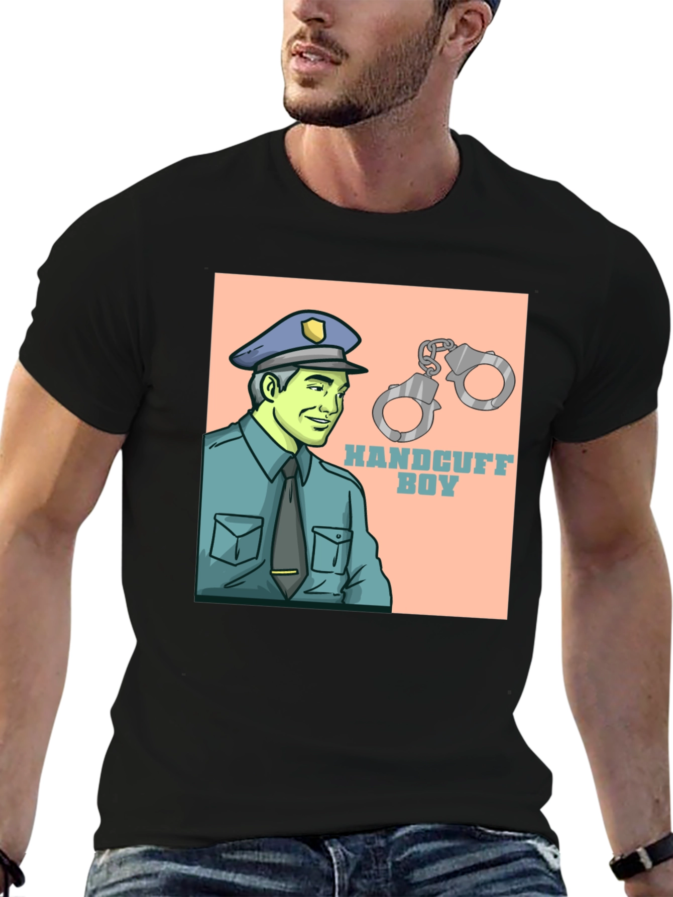 Handcuff Boy Graphic T-Shirt - Quirky Design