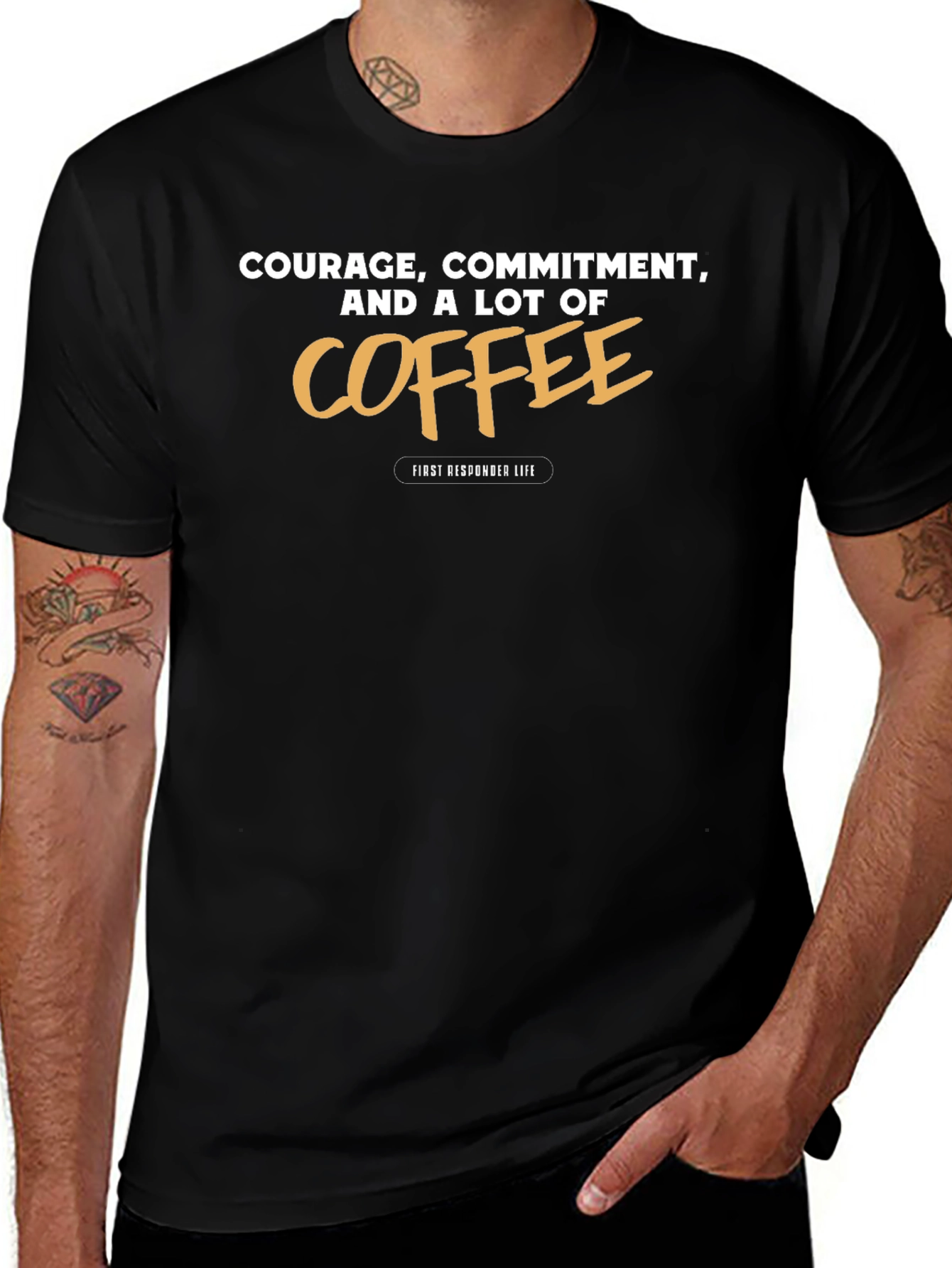 Courage Commitment Coffee Black Graphic Tee