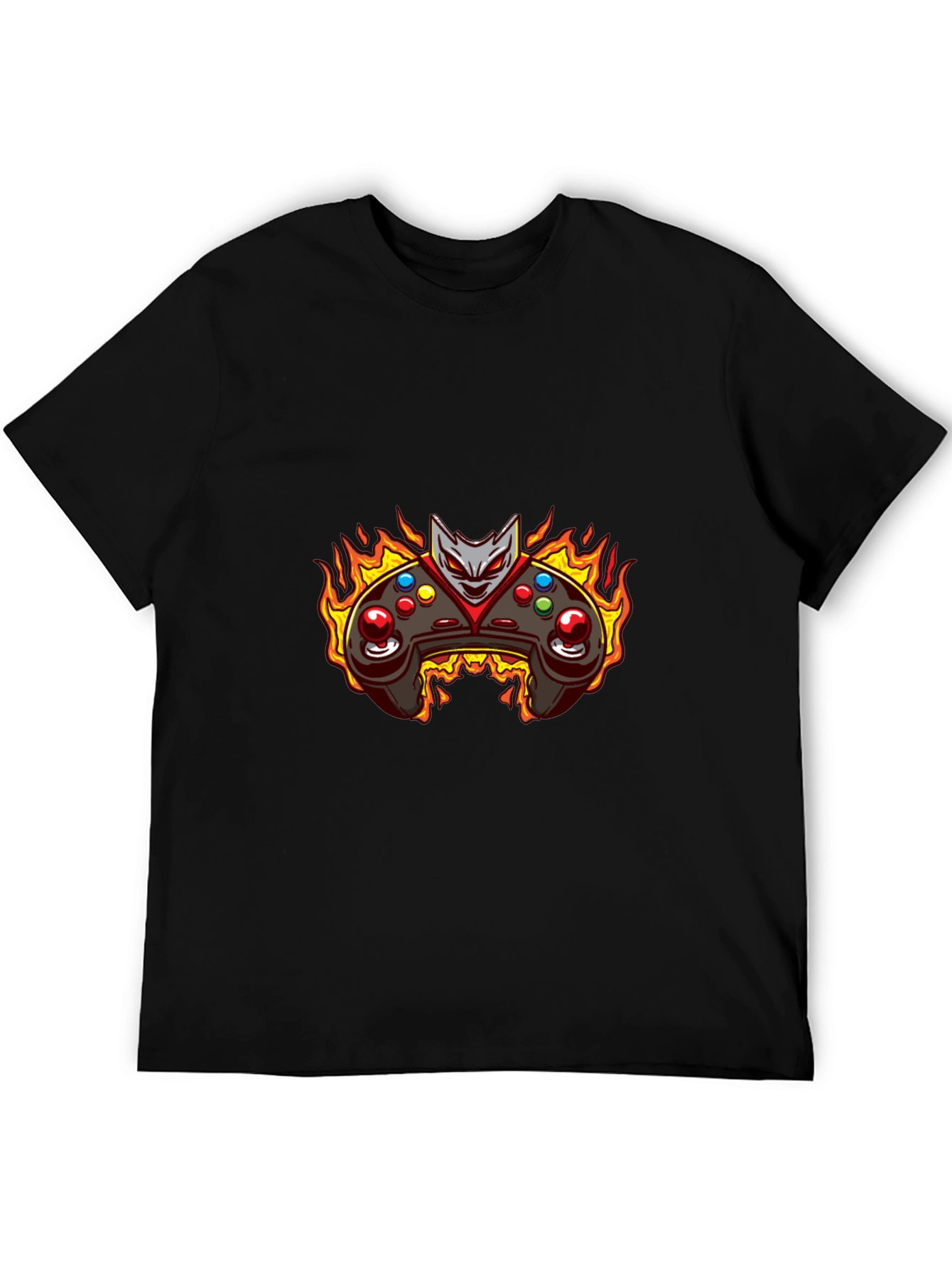 Fiery Game Controller T-Shirt - Black