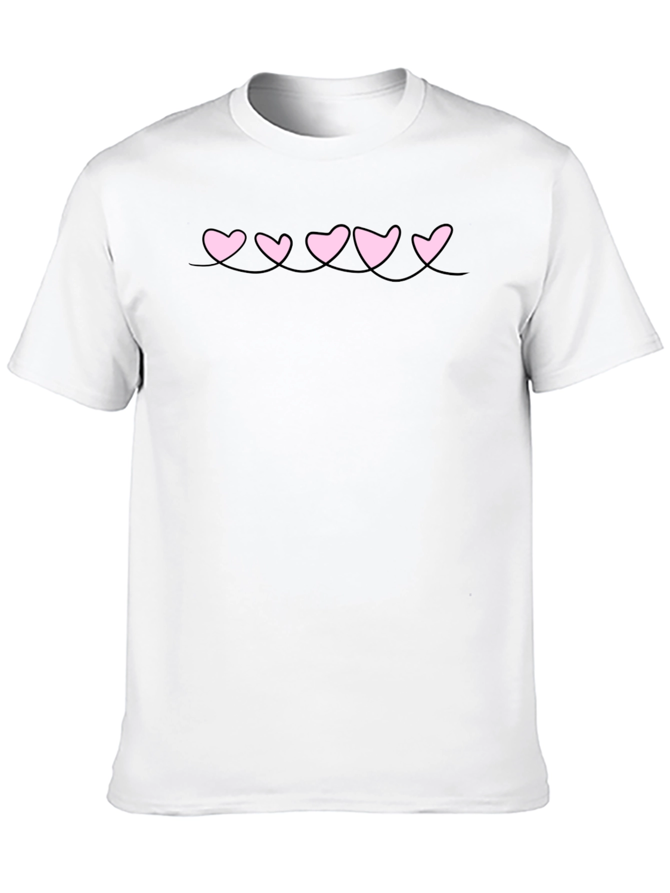 Mens Black T-Shirt with Pink Heart Design