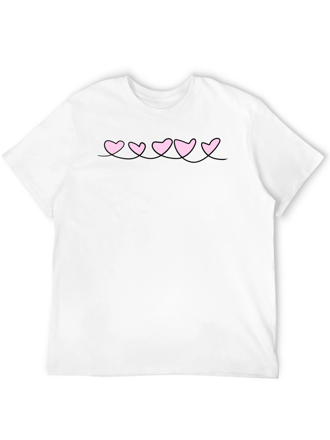 Mens Black T-Shirt with Pink Heart Design