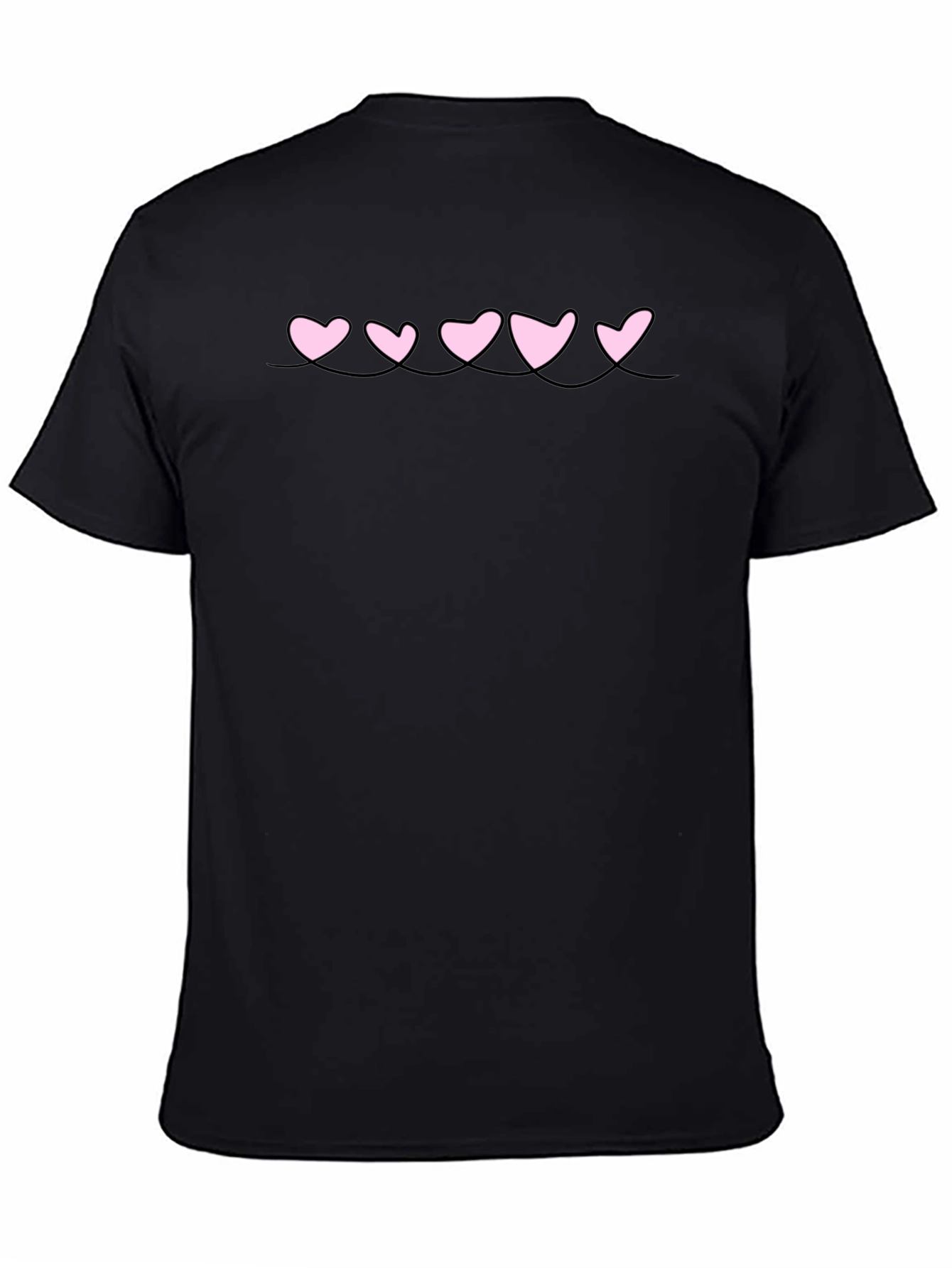 Mens Black T-Shirt with Pink Heart Design