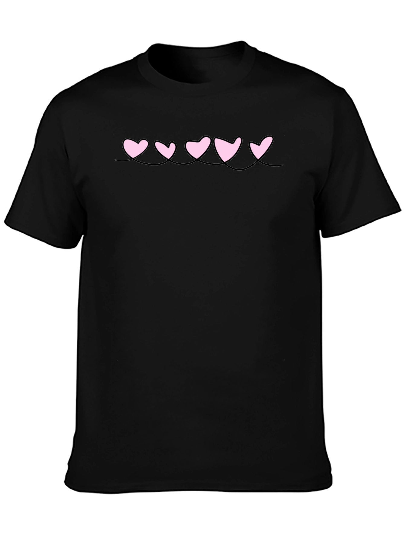 Mens Black T-Shirt with Pink Heart Design