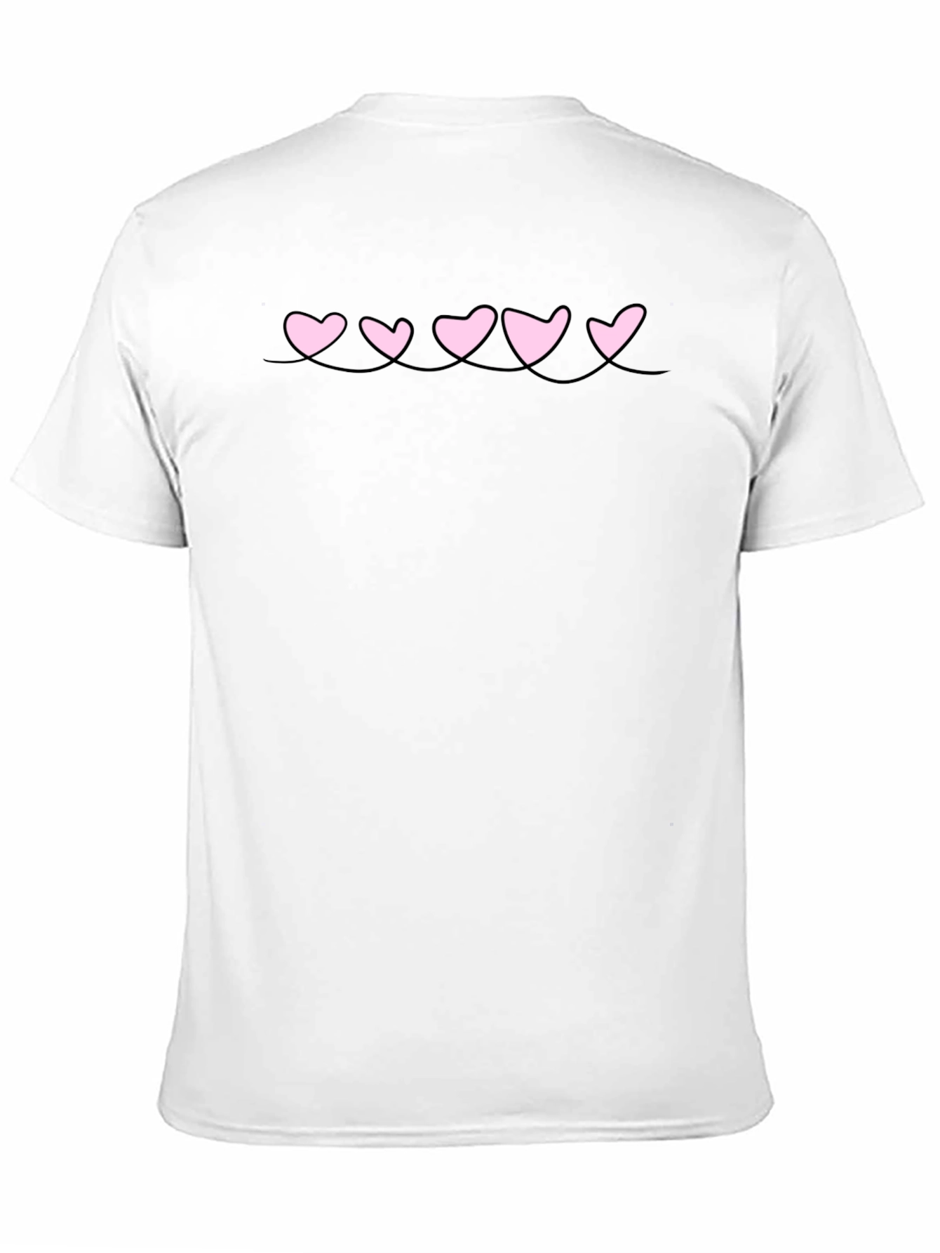 Mens Black T-Shirt with Pink Heart Design