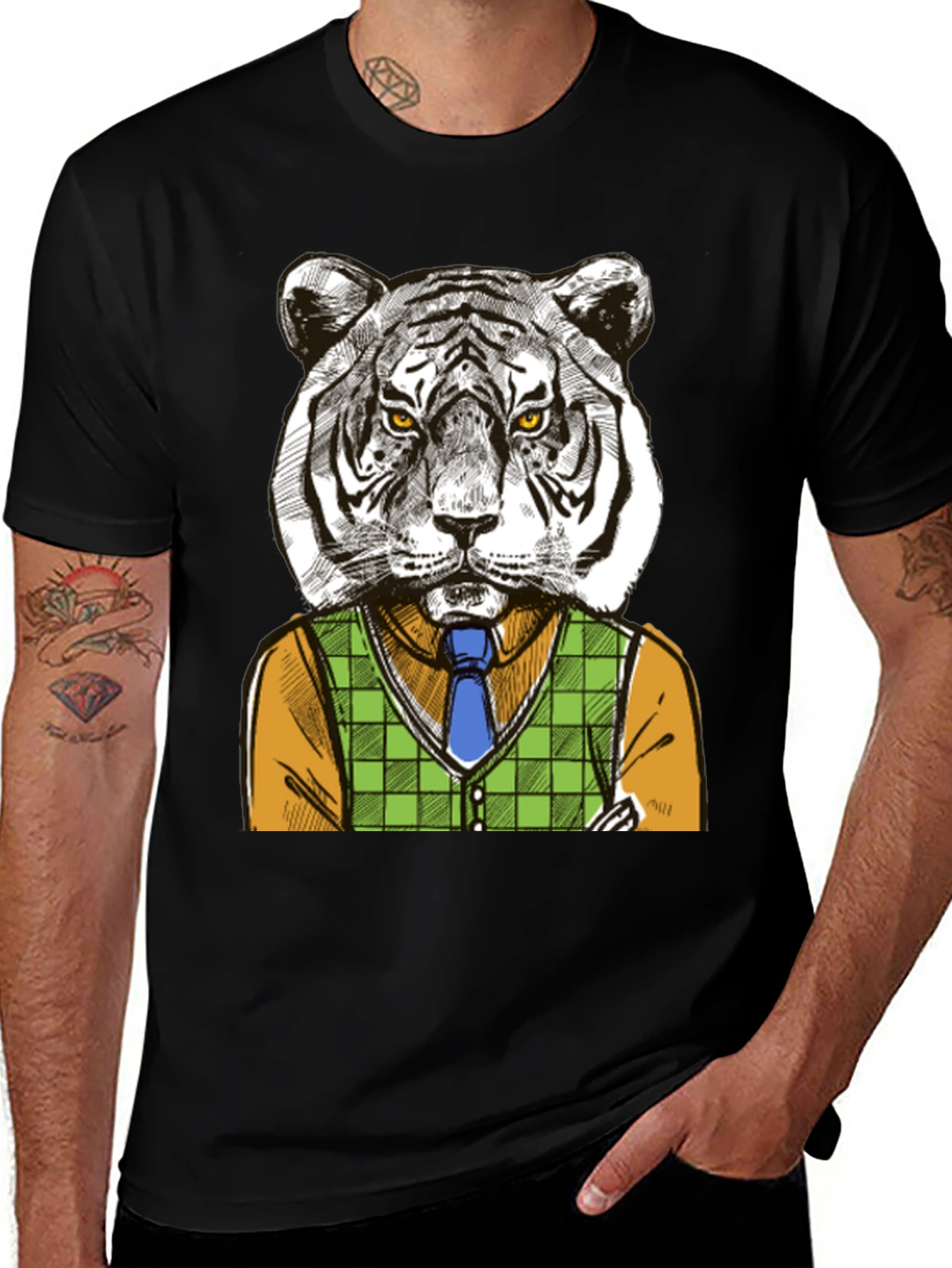 Tiger Gentleman Graphic T-Shirt - Cool Animal Design