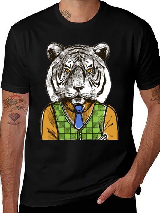 Tiger Gentleman Graphic T-Shirt - Cool Animal Design
