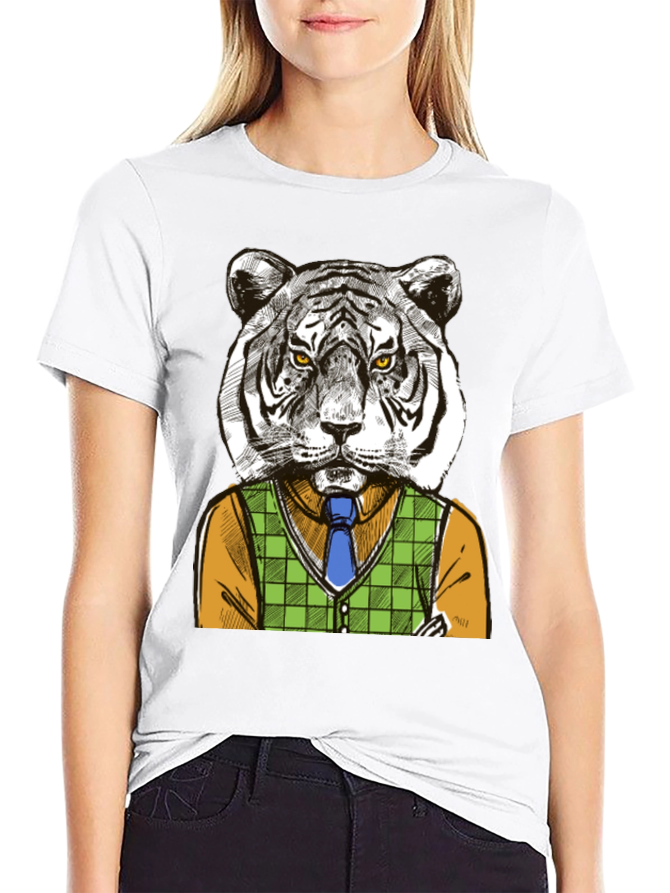 Tiger Gentleman Graphic T-Shirt - Cool Animal Design