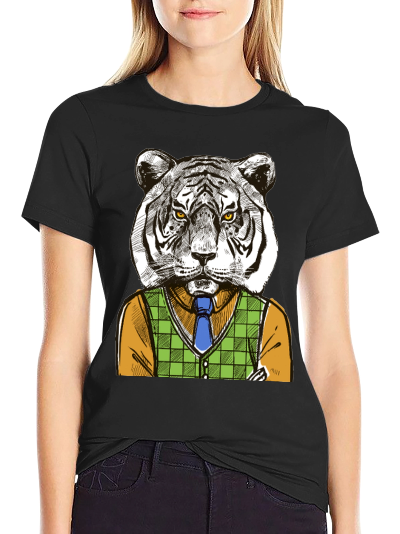Tiger Gentleman Graphic T-Shirt - Cool Animal Design