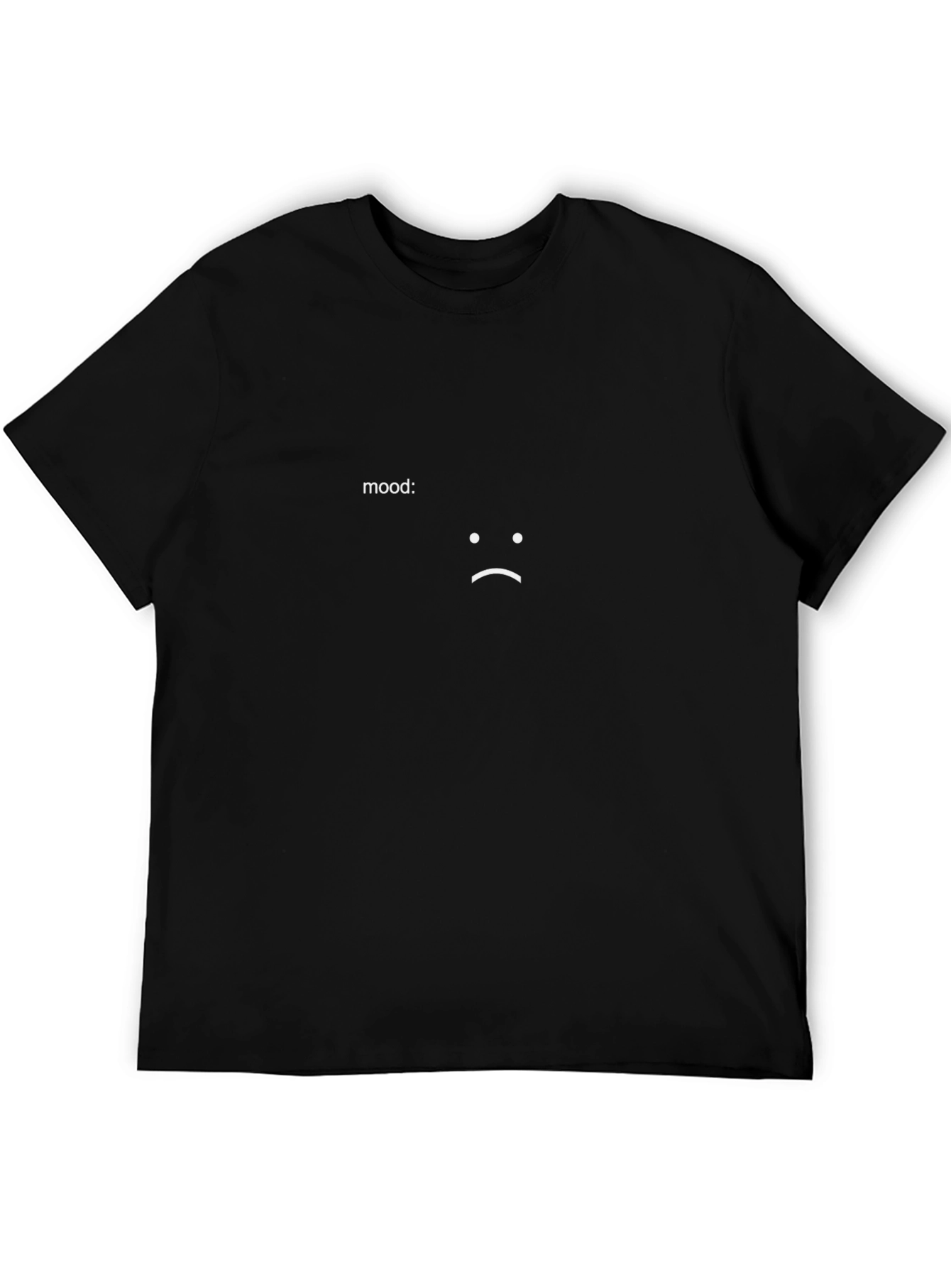 Mood Sad Face Graphic Tee - Black Cotton T-Shirt