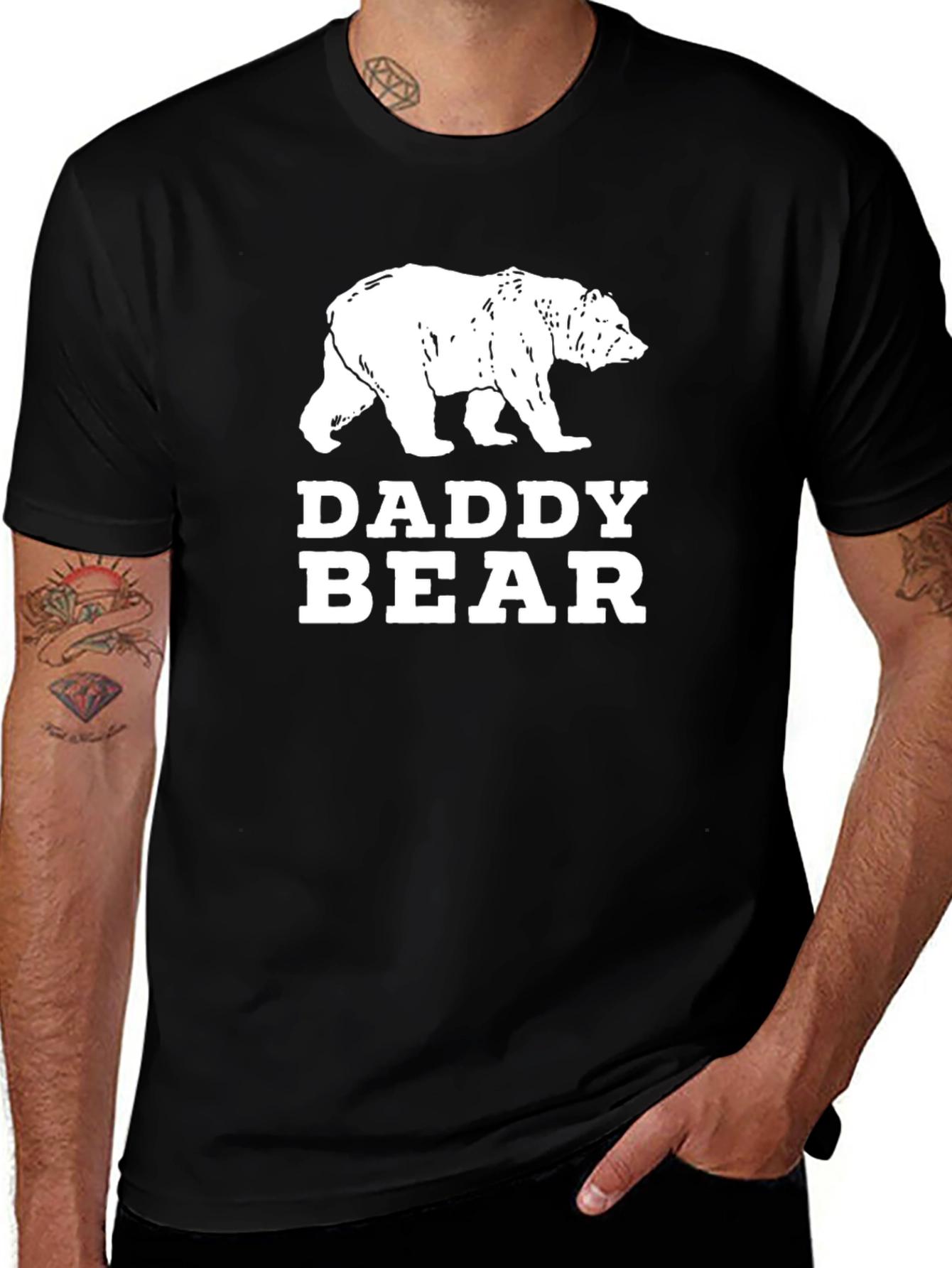 Daddy Bear Graphic Tee - Black Cotton T-Shirt