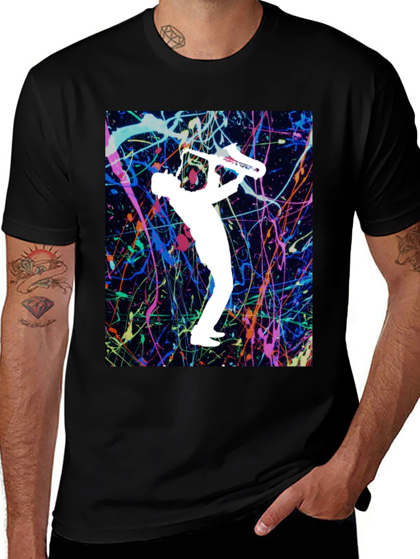 Abstract Saxophone Graphic T-Shirt