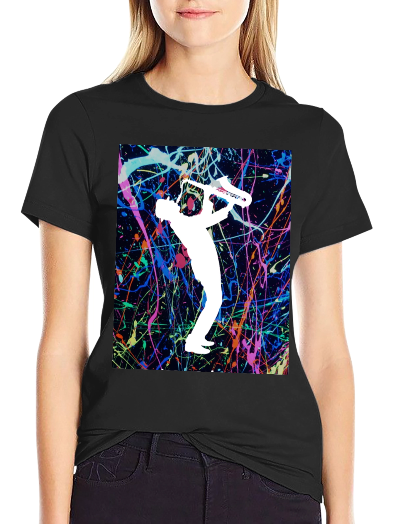 Abstract Saxophone Graphic T-Shirt
