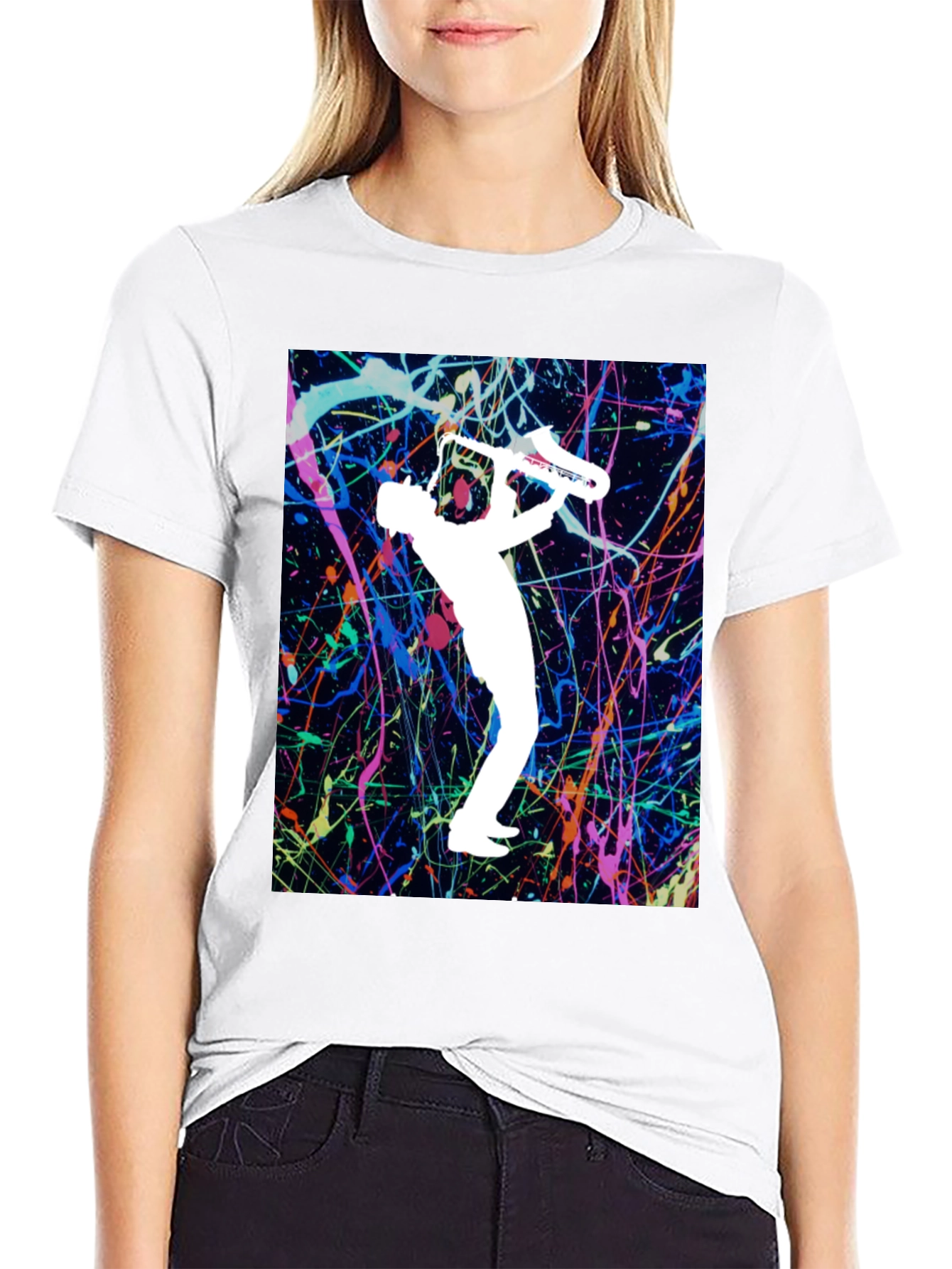 Abstract Saxophone Graphic T-Shirt
