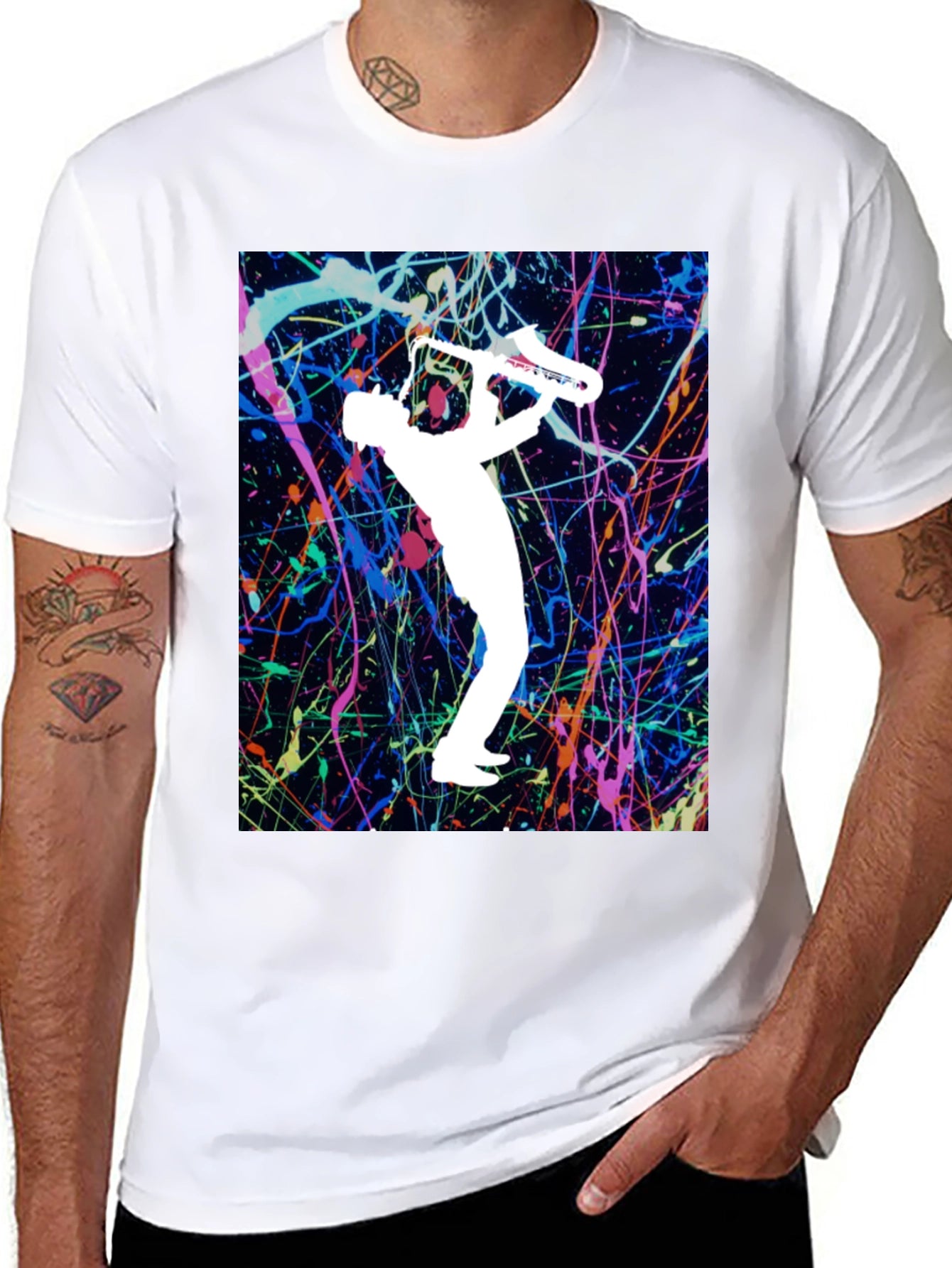 Abstract Saxophone Graphic T-Shirt