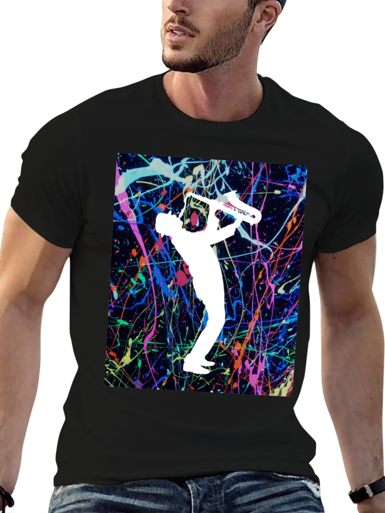Abstract Saxophone Graphic T-Shirt