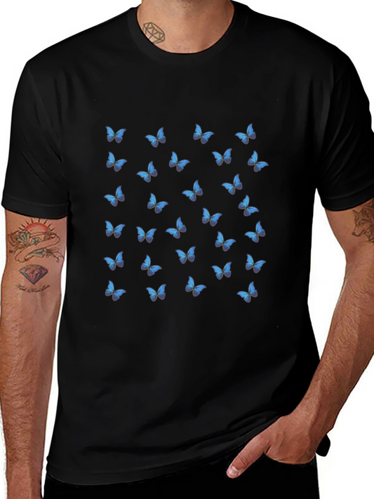 Butterfly Print Black T-Shirt for Men