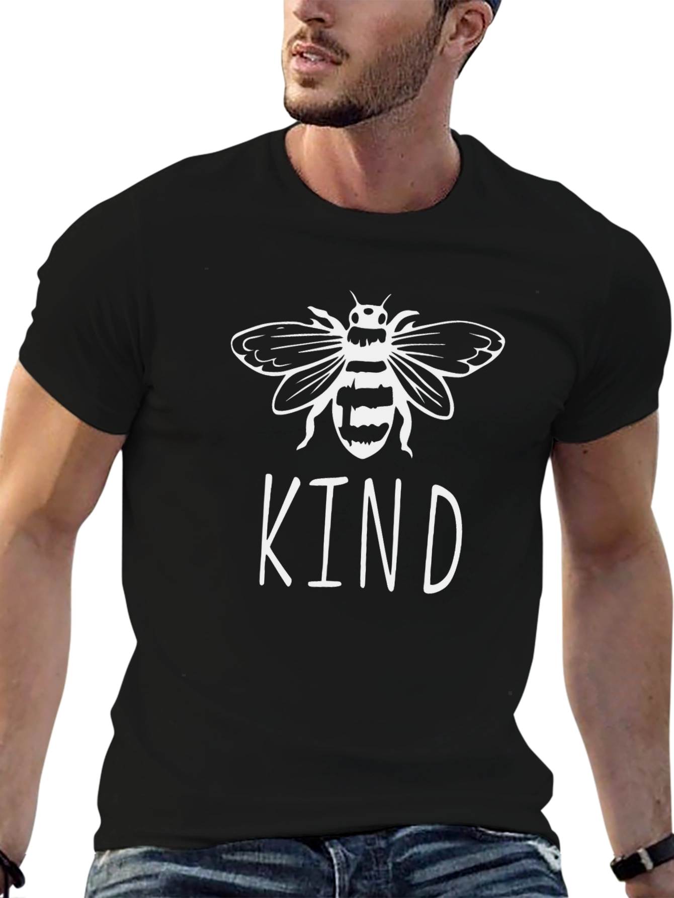 Bee Kind Graphic Tee - Black Cotton T-Shirt
