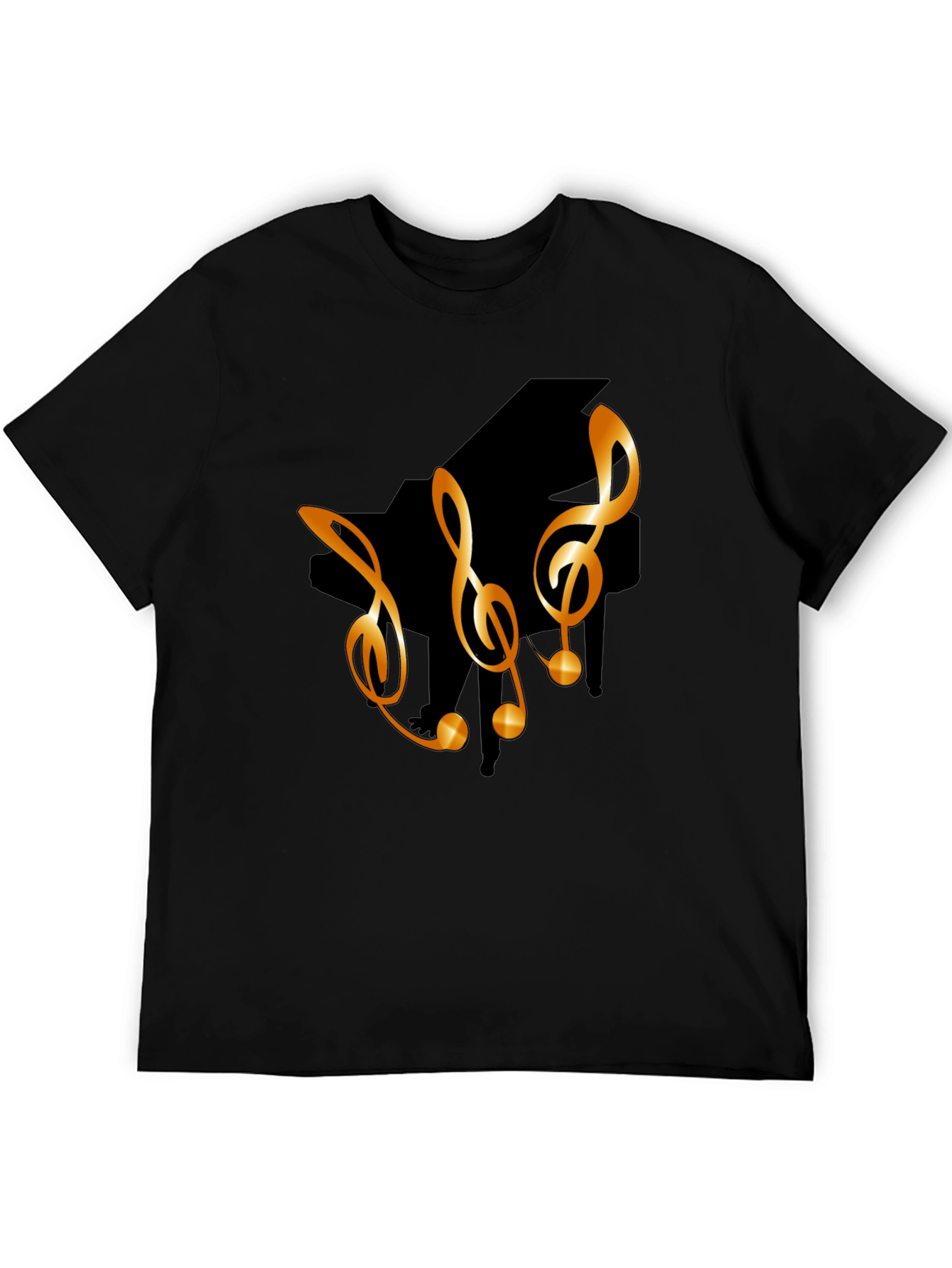 Musical T-Shirt with Piano & Treble Clef Design