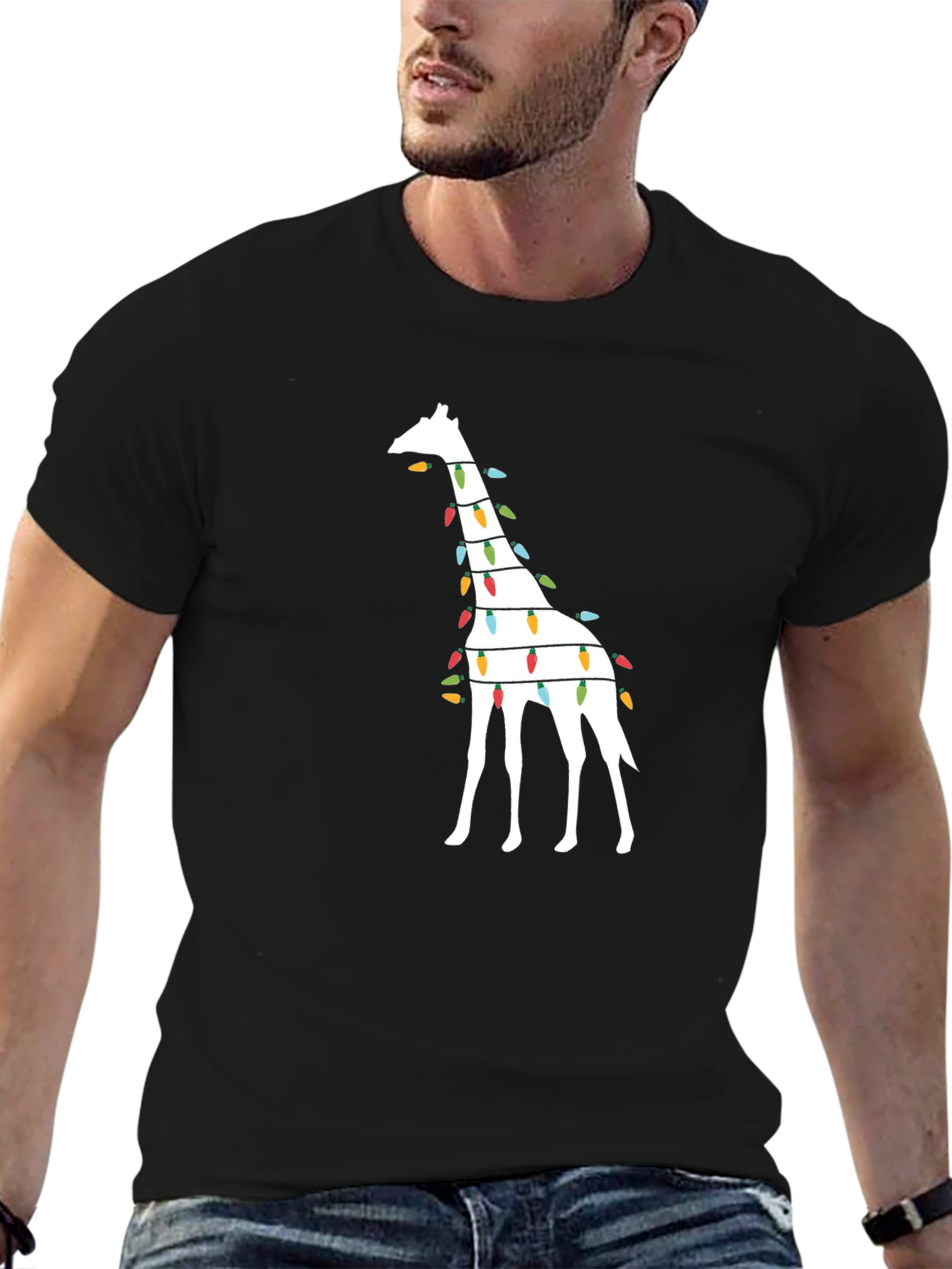 Festive Giraffe Christmas Lights T-Shirt