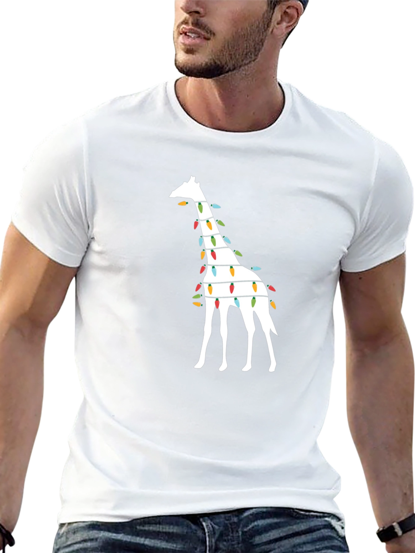 Festive Giraffe Christmas Lights T-Shirt