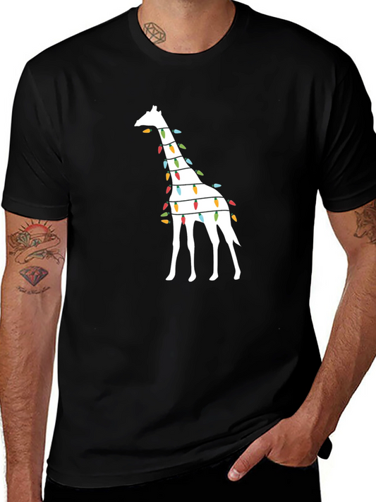 Festive Giraffe Christmas Lights T-Shirt