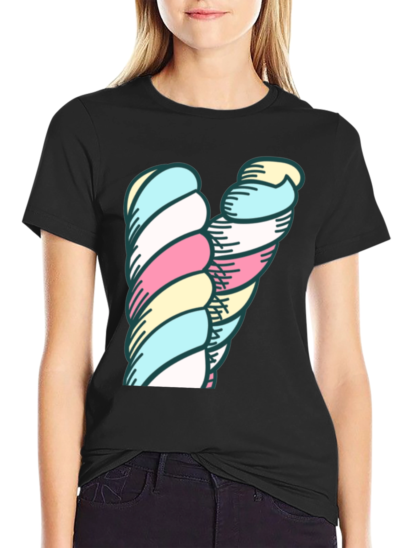 Marshmallow Twist Graphic Tee - Black